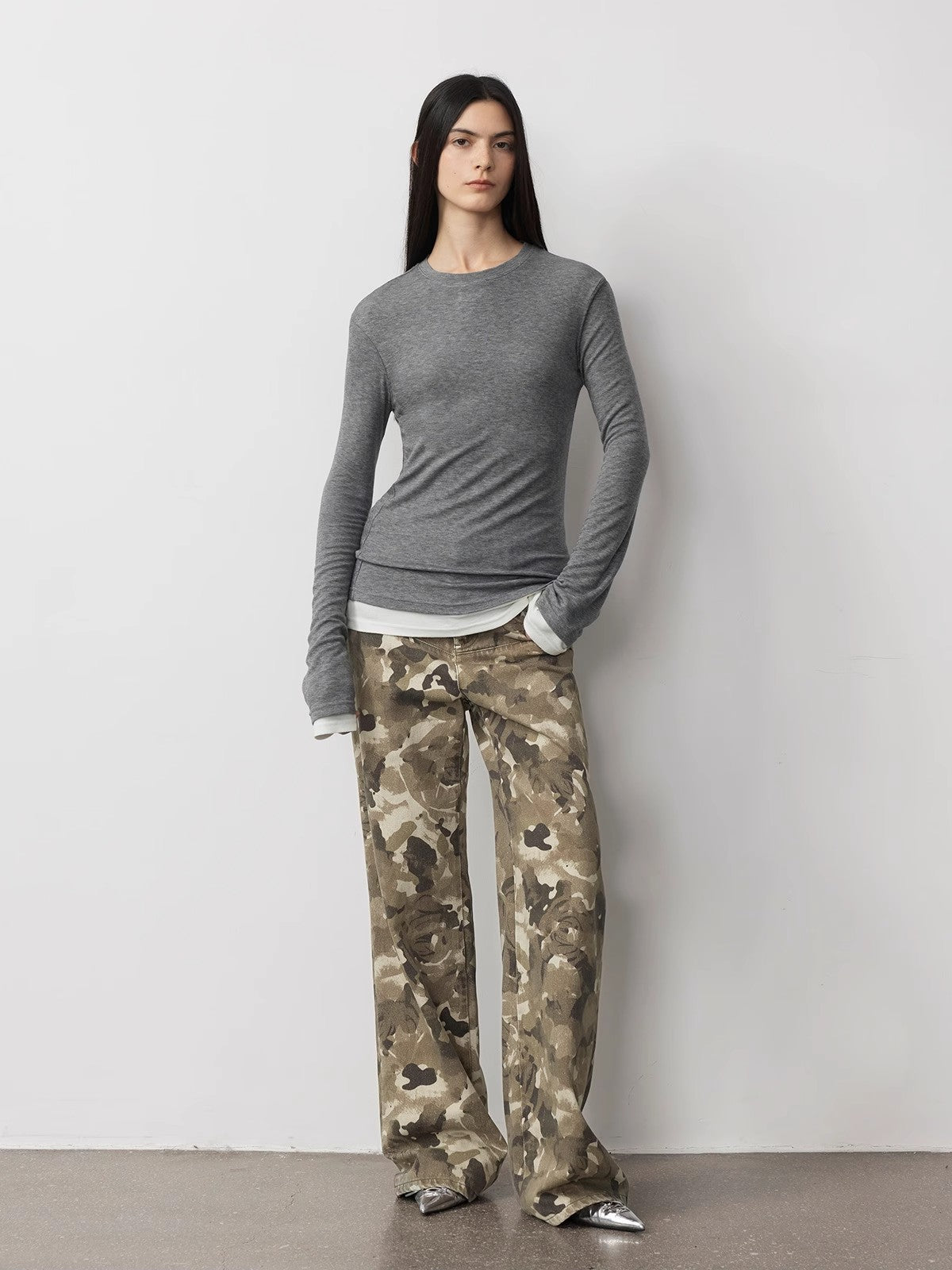 FIRELADY FUR | Women's Camouflage Print Washed Wide Leg Jeans