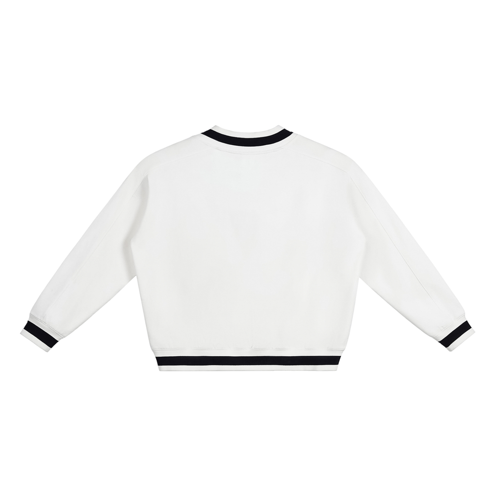 Cotton V-Neck Sweater | Contrast Trims