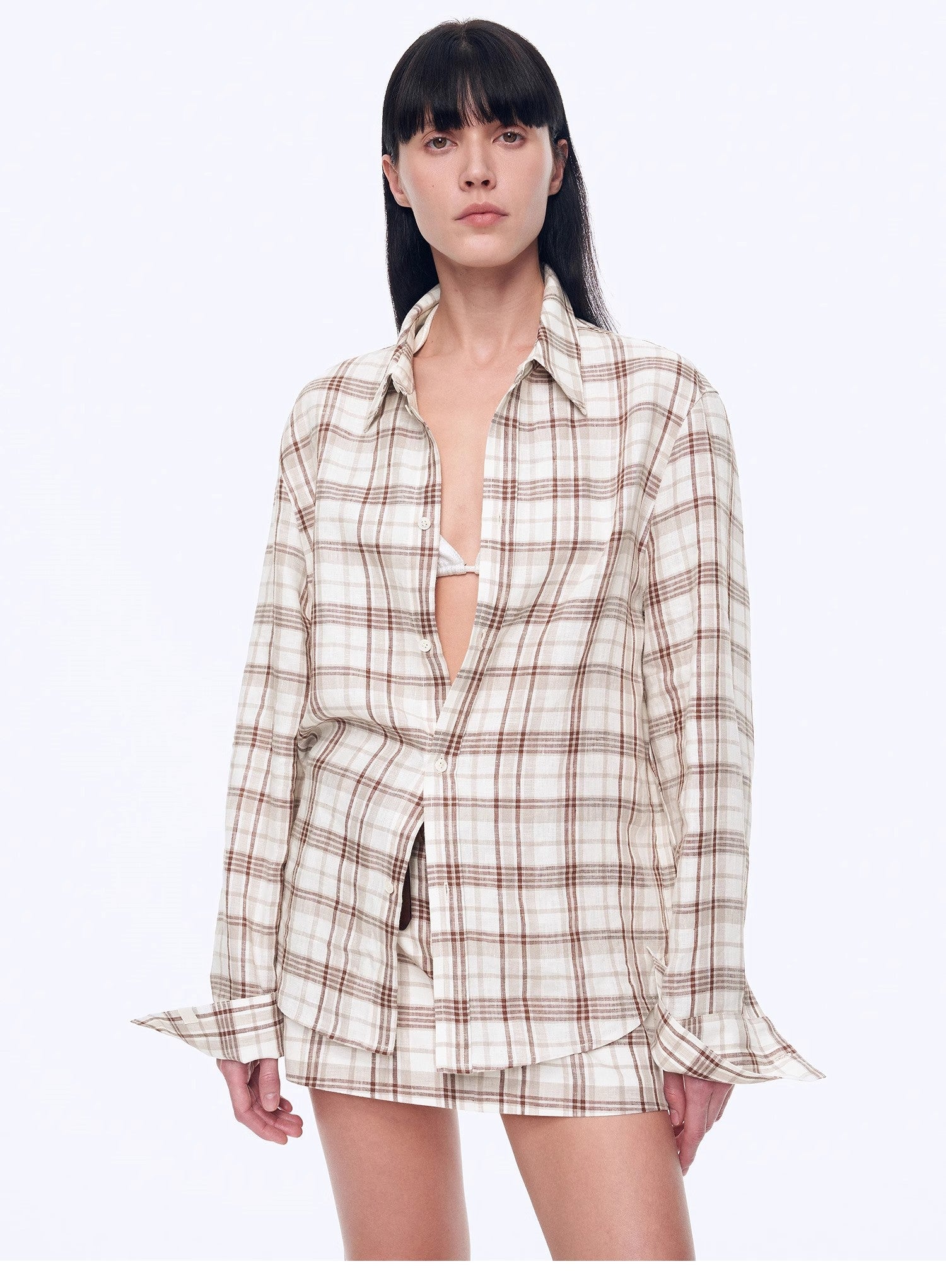 FIRELADY FUR | Women's Plaid Linen Two-Piece Set