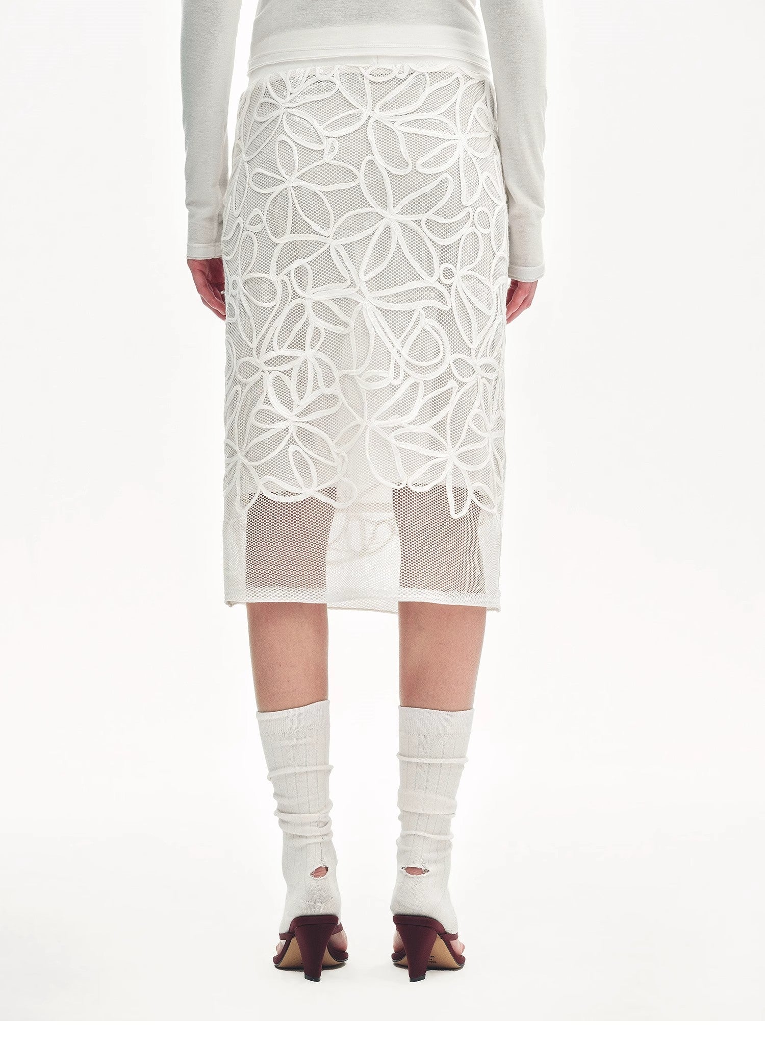 PREMIUM STYLE CO. LTD. | "Summer Dream" Viscose Embroidered Straight Skirt
