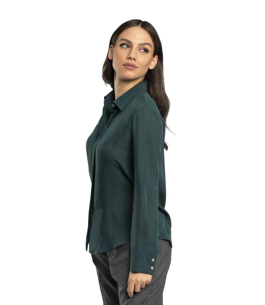 Tema Moda | Women's Silk Deep Green Blouse