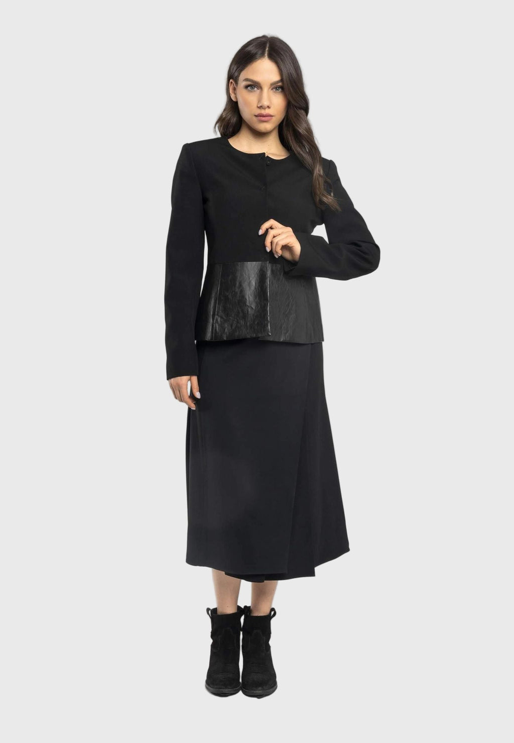 Tema Moda | Masha A-Line Black Midi Skirt