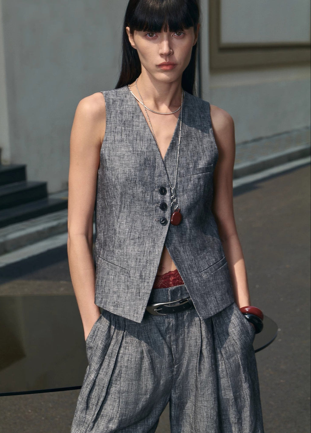 PREMIUM STYLE CO. LTD. | Women's Linen Vest & Trousers Suit Set