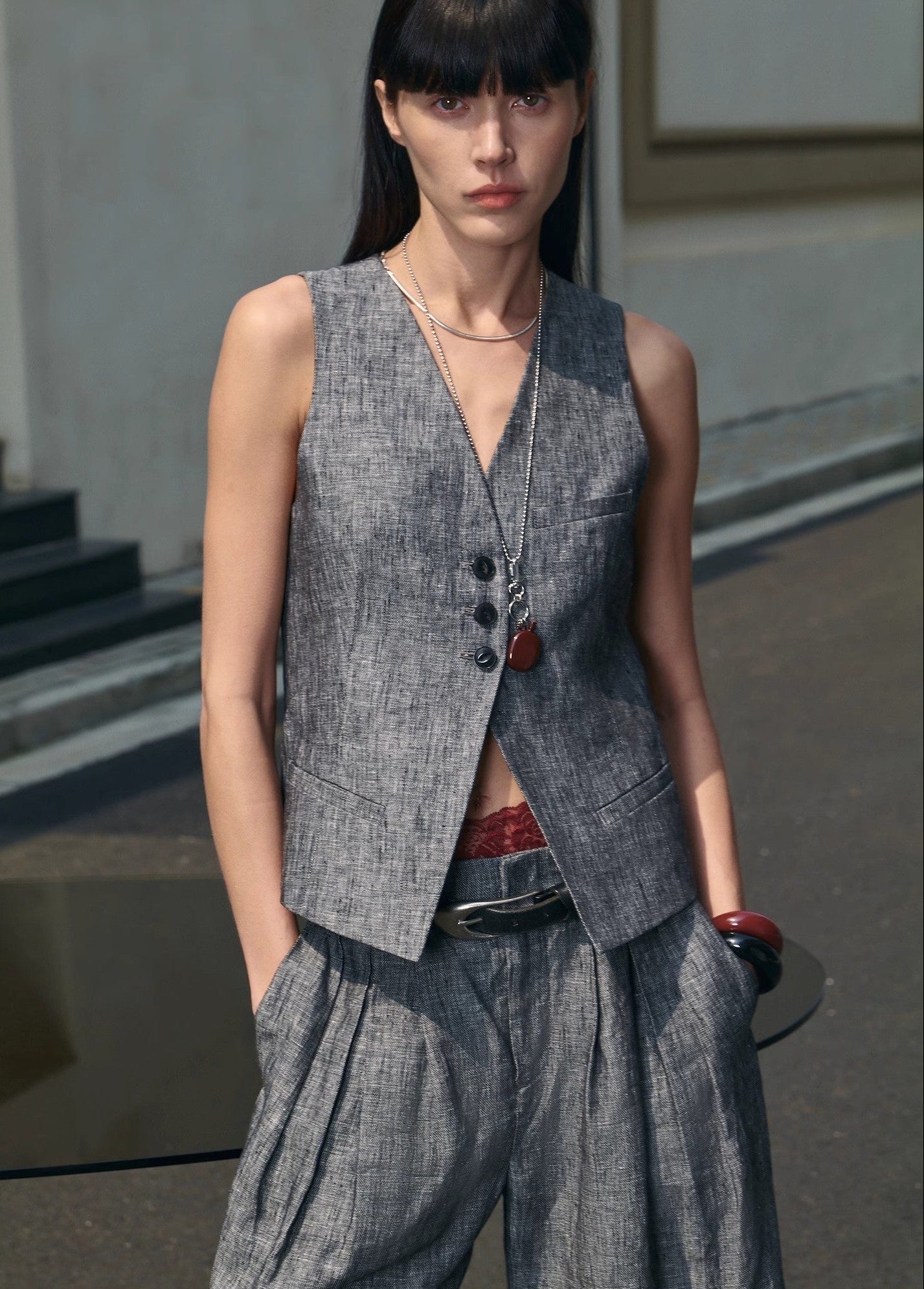 PREMIUM STYLE CO. LTD. | Women's Linen Vest & Trousers Suit Set