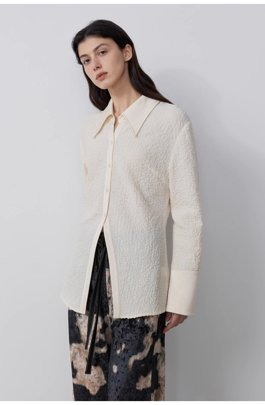 FIRELADY FUR | Women's Retro Embossed Bubble Cotton Shirt