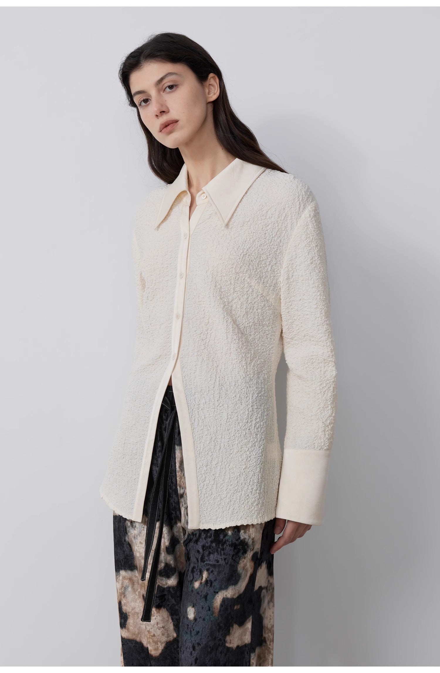 FIRELADY FUR | Women's Retro Embossed Bubble Cotton Shirt