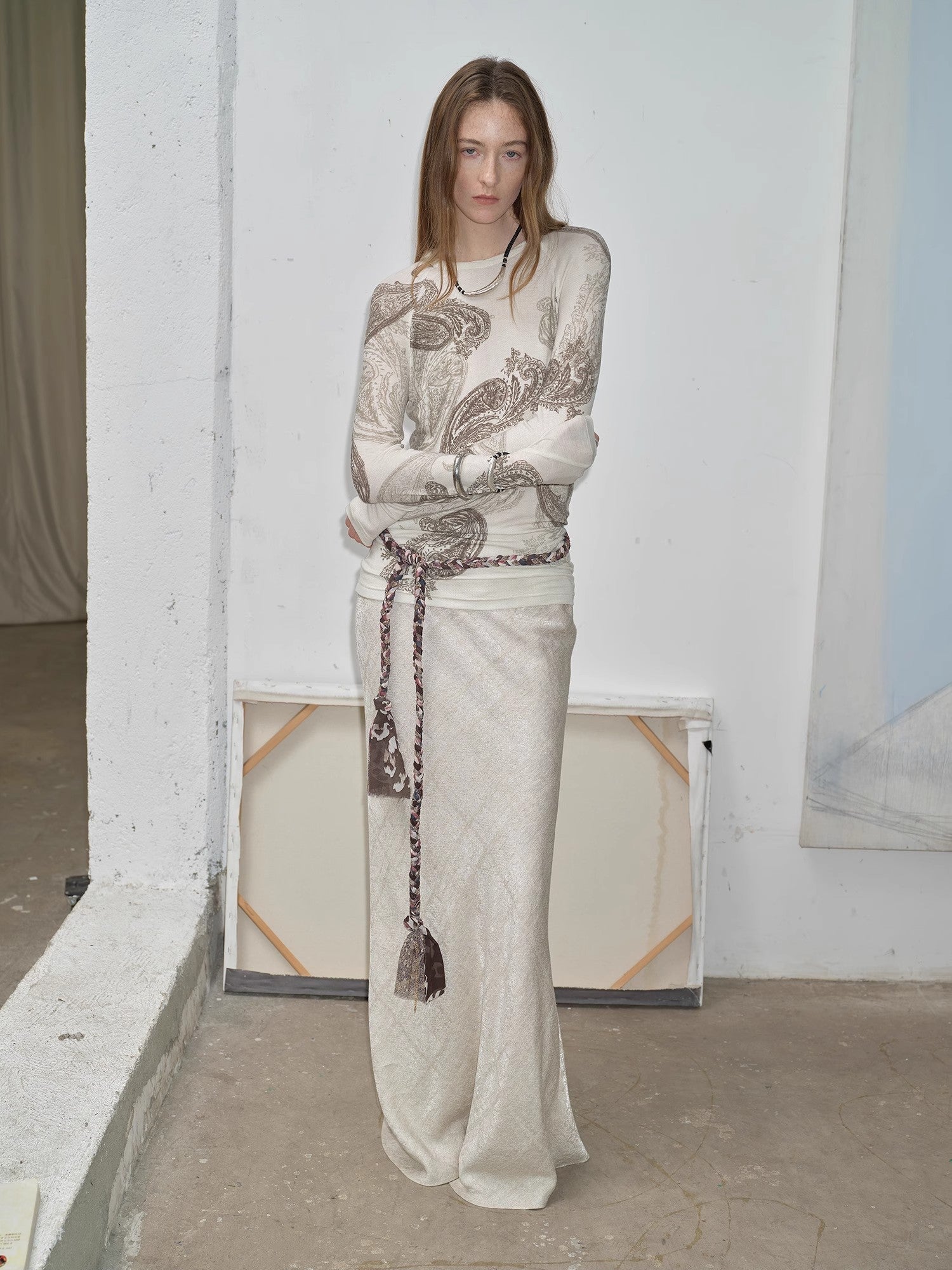 FIRELADY FUR | Women's Tencel & Wool Blend Original Cashew Print Top & Skirt Set