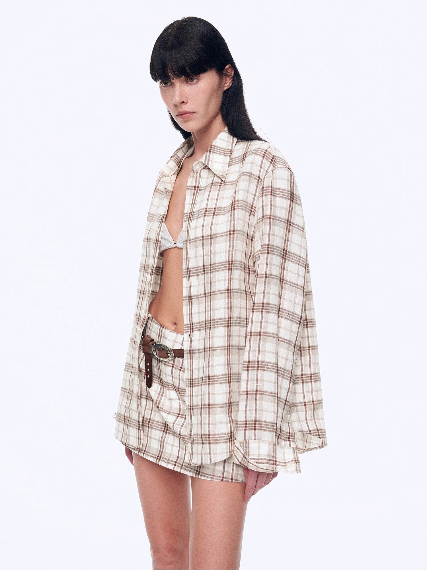 FIRELADY FUR | Women's Plaid Linen Two-Piece Set