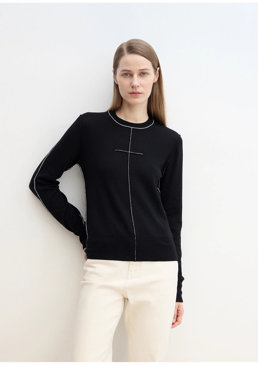 FIRELADY FUR | Women's Yangtze 30NM Contrast Stitch Wool Knit Sweater