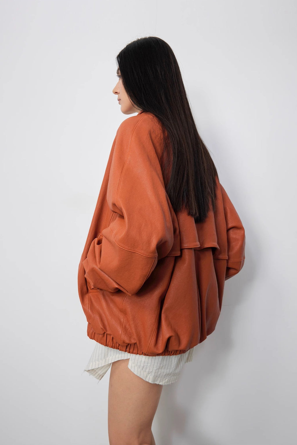 FIRELADY FUR | Women's Waxed Orange Sheep Leather Jacket