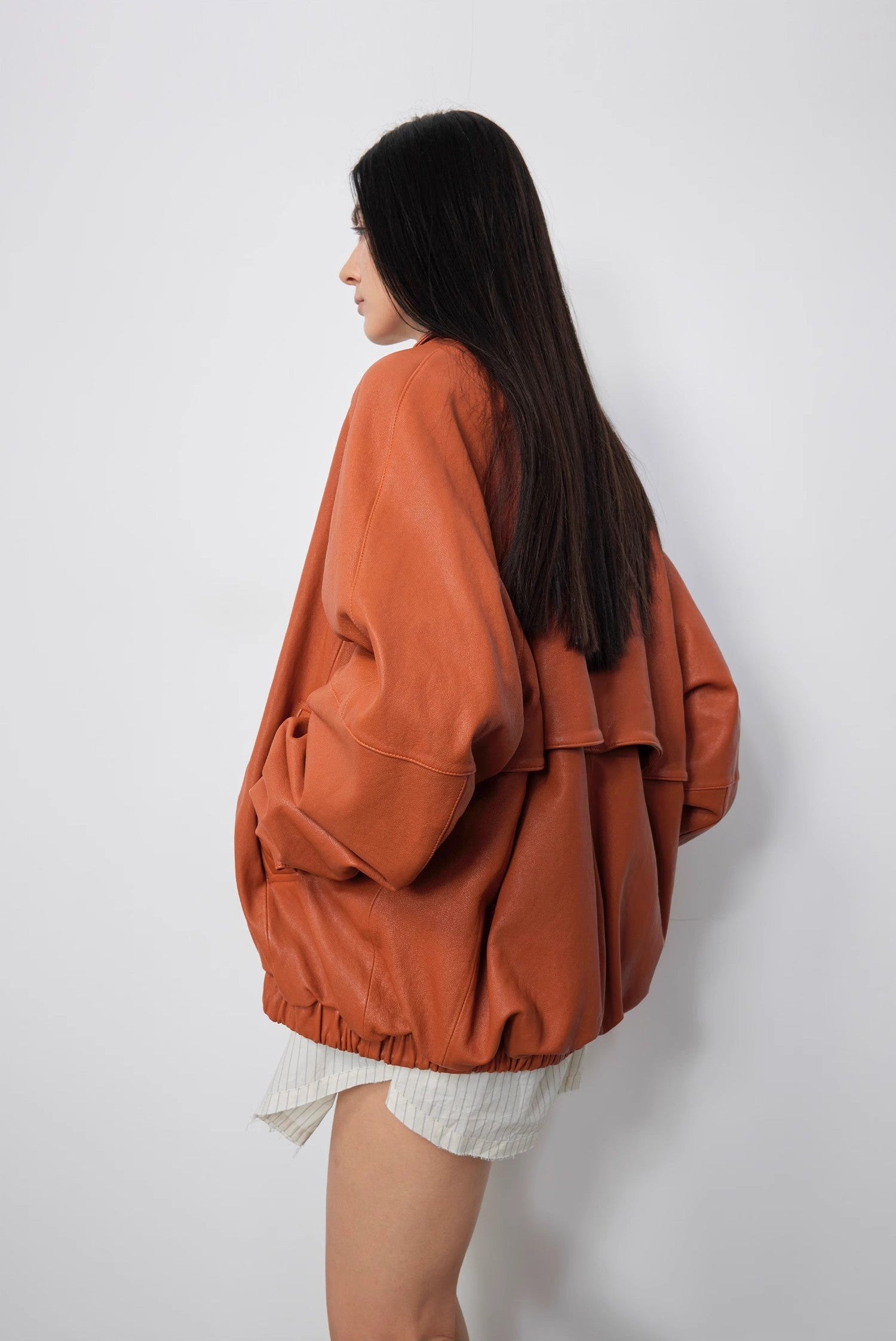 FIRELADY FUR | Women's Waxed Orange Sheep Leather Jacket