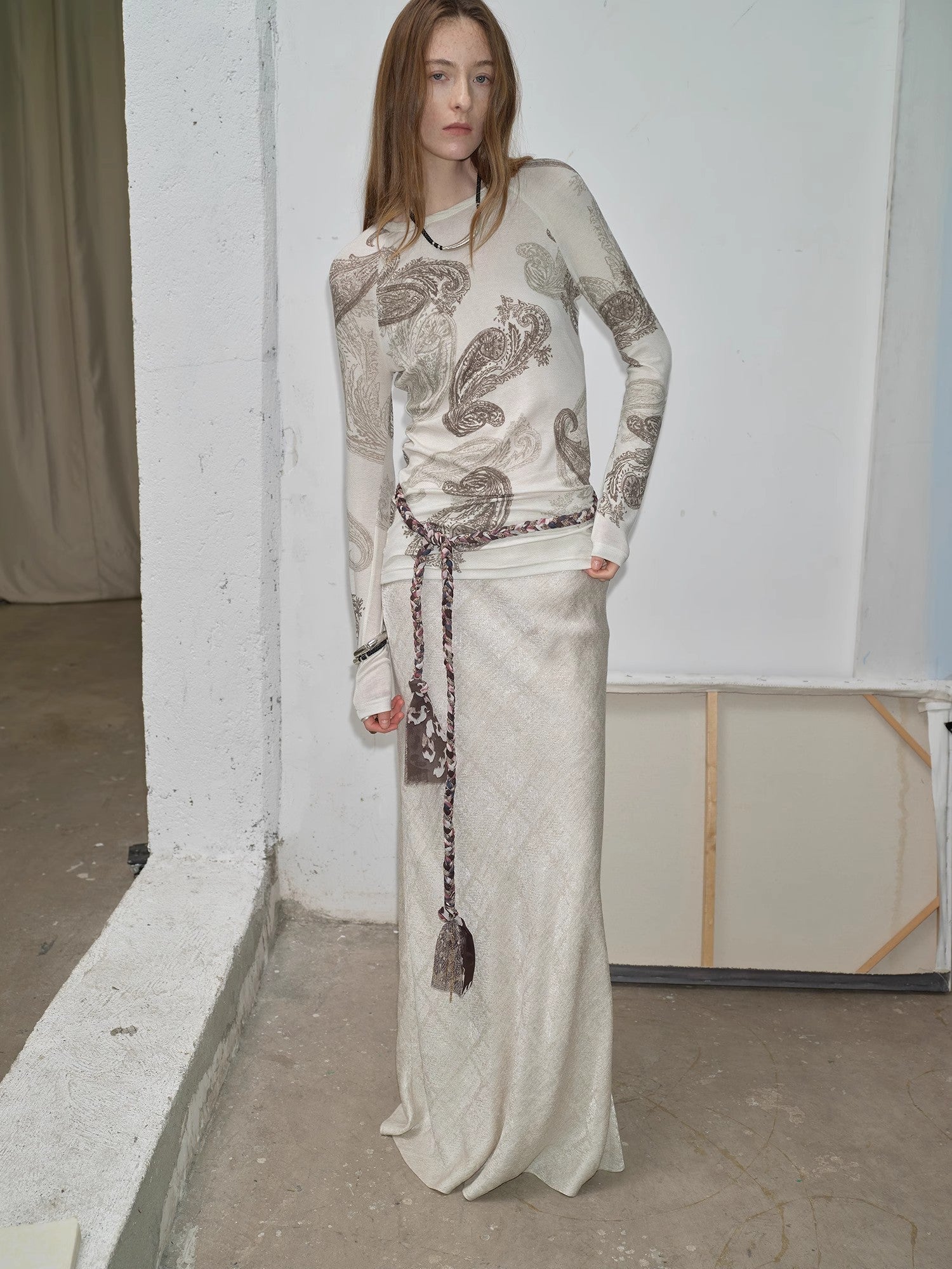 FIRELADY FUR | Women's Tencel & Wool Blend Original Cashew Print Top & Skirt Set