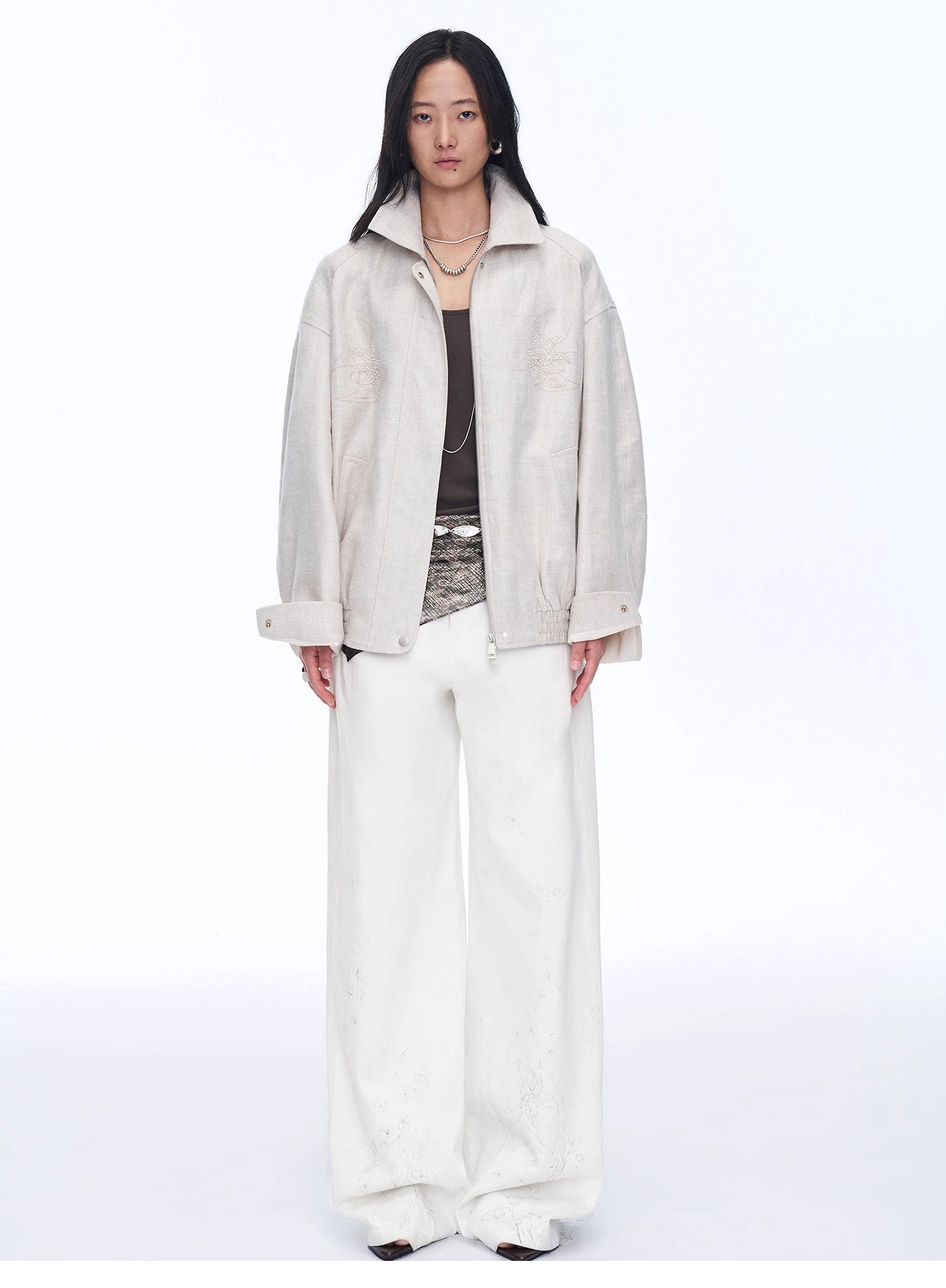 Women's Linen Jacket | Beaded Embroidery