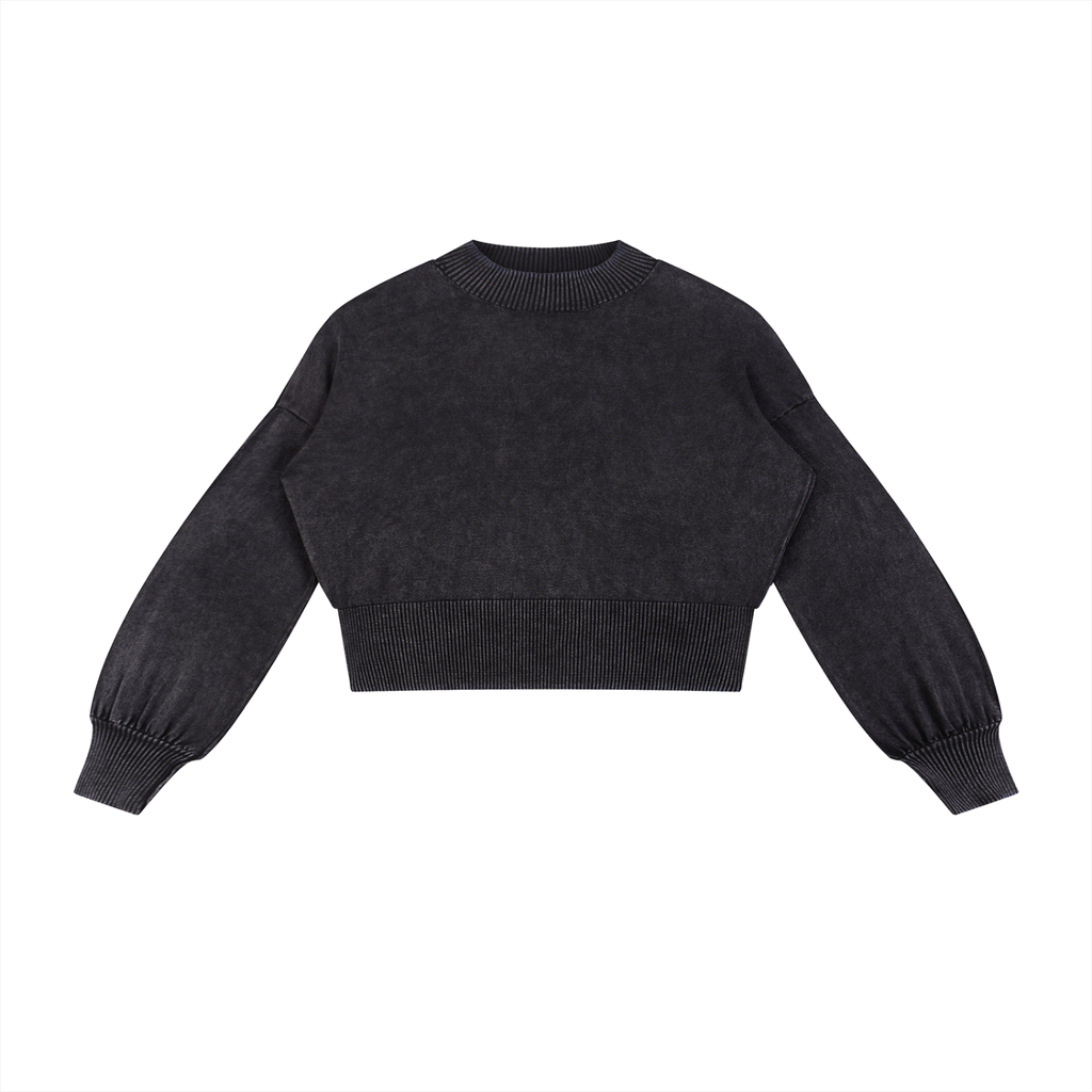 GALLO JEAN | Women's Mineral Wash Balloon Sleeve Cropped Sweater