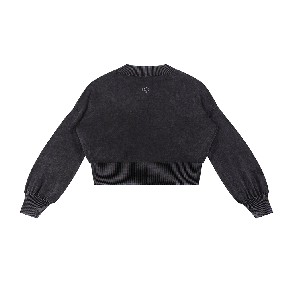 GALLO JEAN | Women's Mineral Wash Balloon Sleeve Cropped Sweater