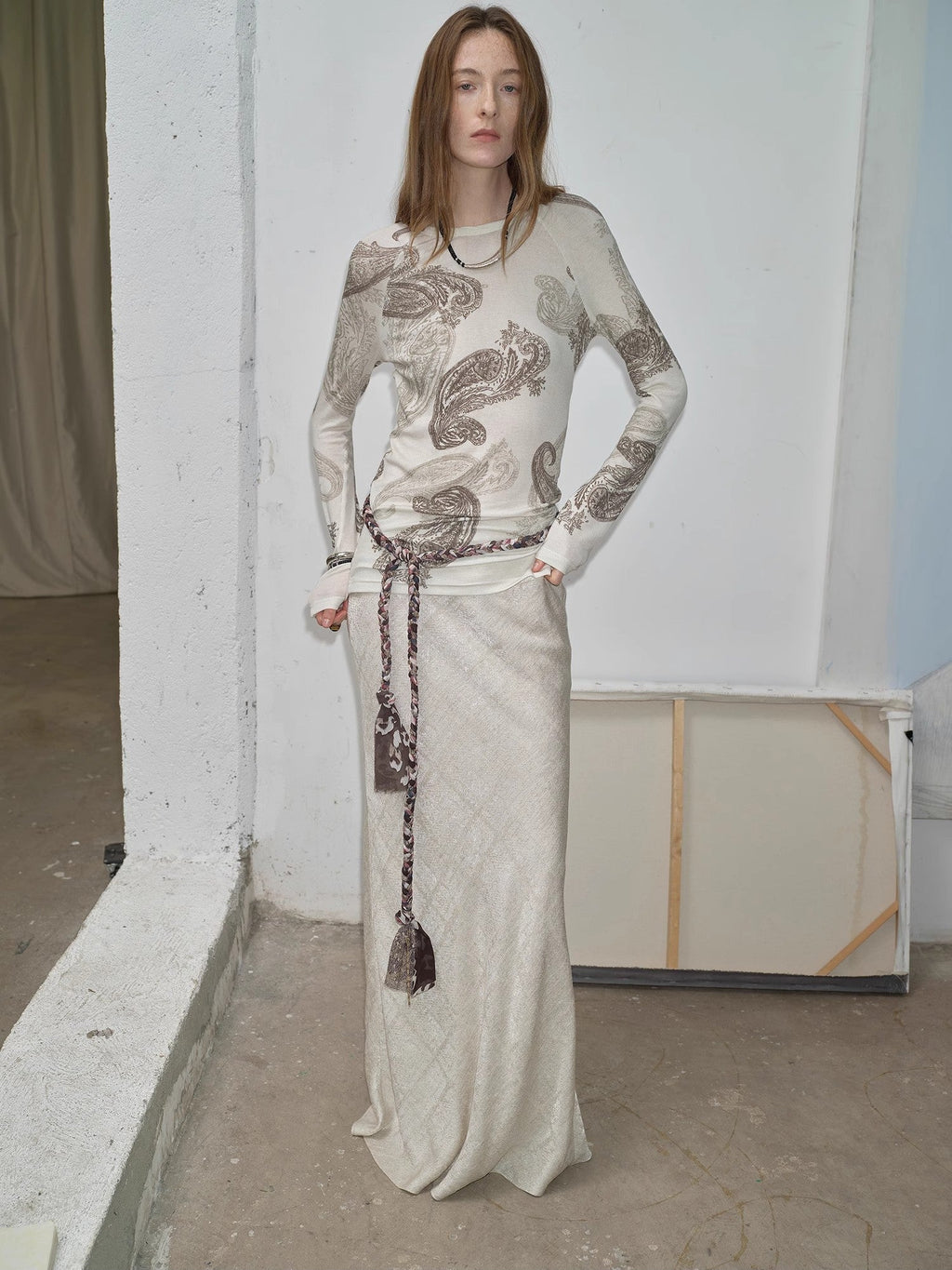 FIRELADY FUR | Women's Tencel & Wool Blend Original Cashew Print Top & Skirt Set