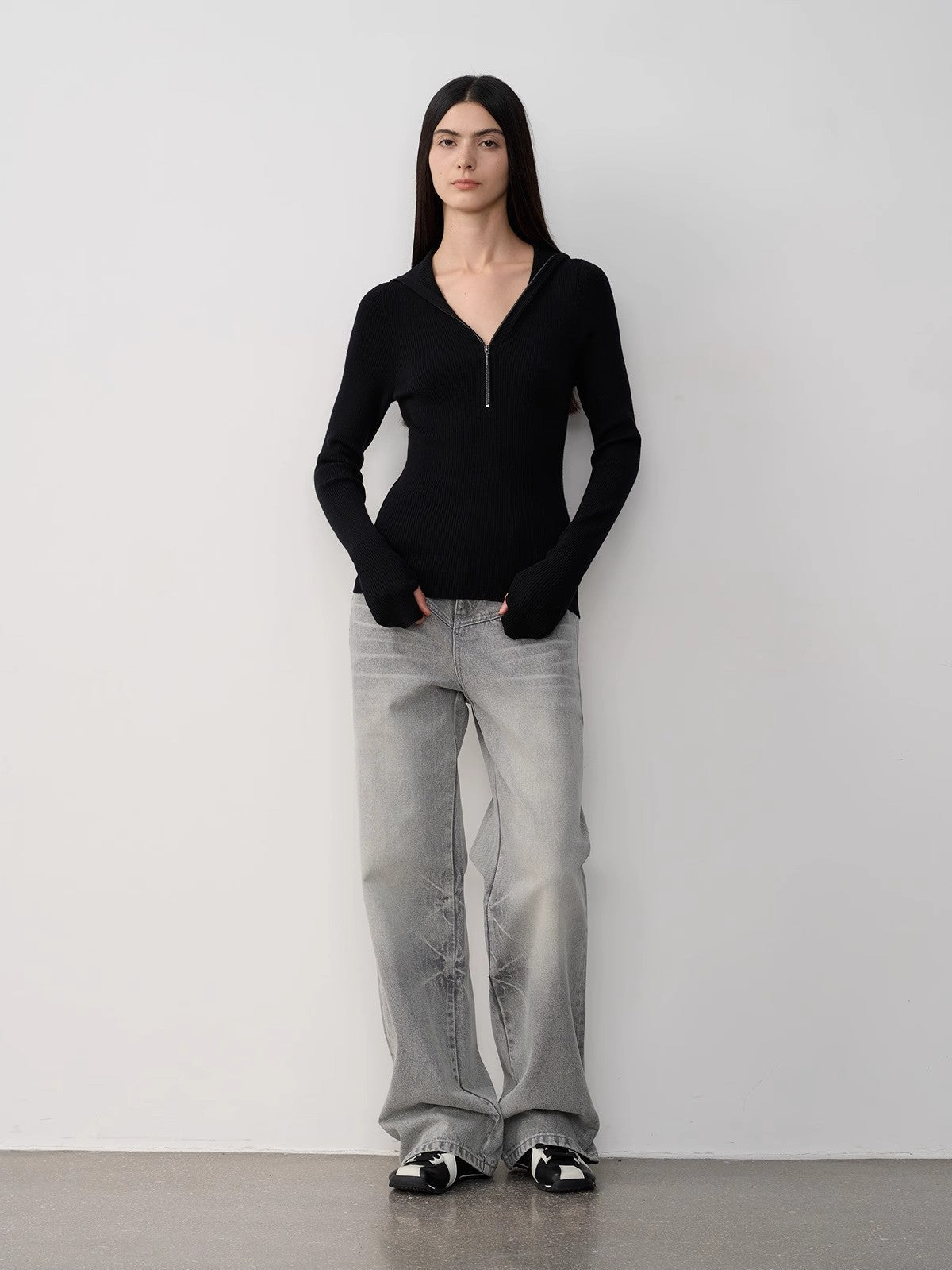 FIRELADY FUR | Women's Vintage Heavy Wash Marble Dye Straight-Leg Jeans