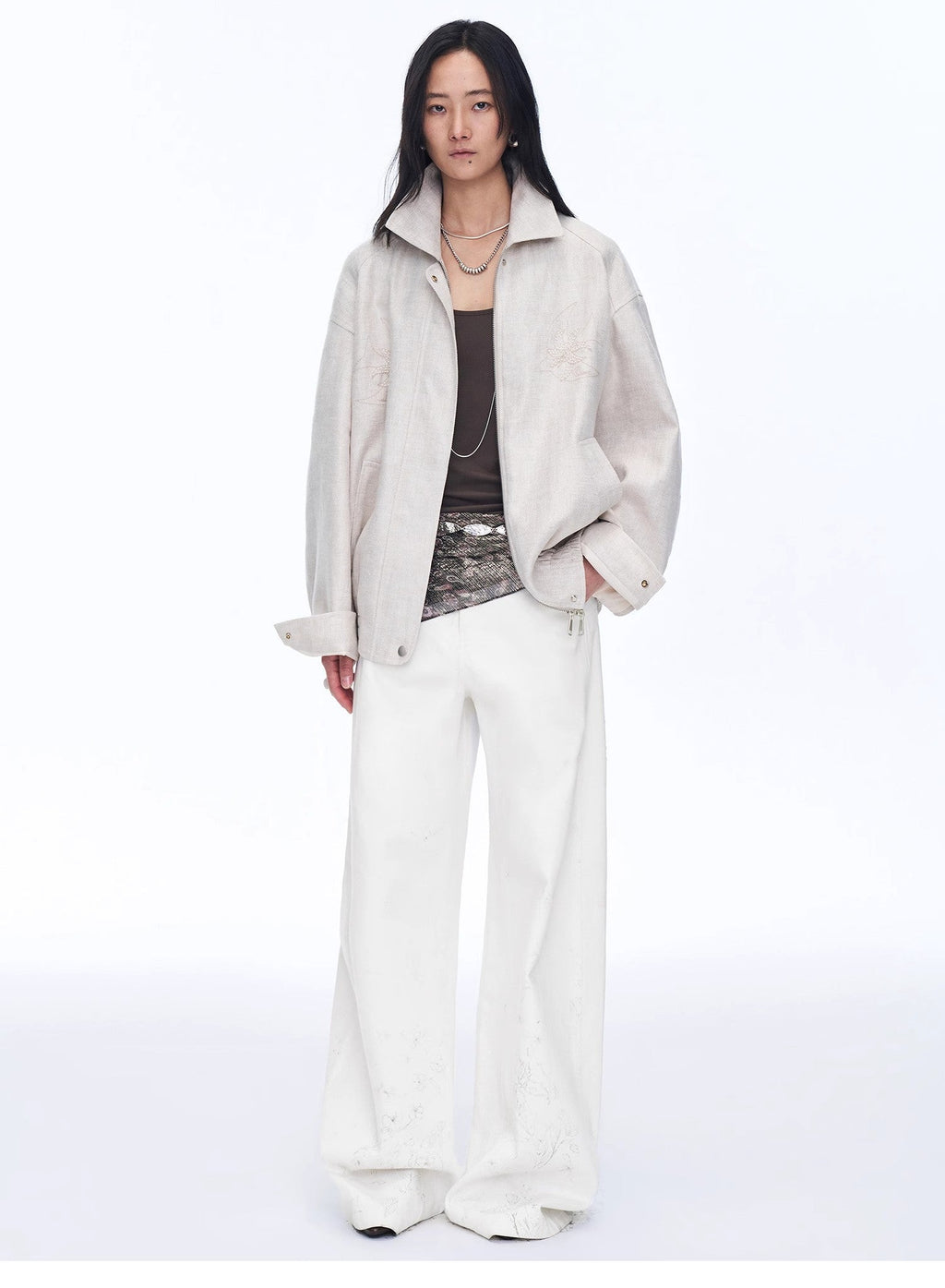 Women's Linen Jacket | Beaded Embroidery