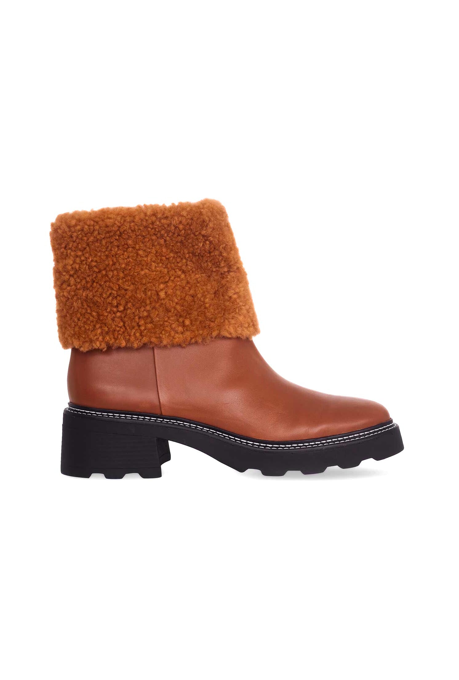 Mangará Atelier | Women's Black Leather Ankle Boots w/ Shearling