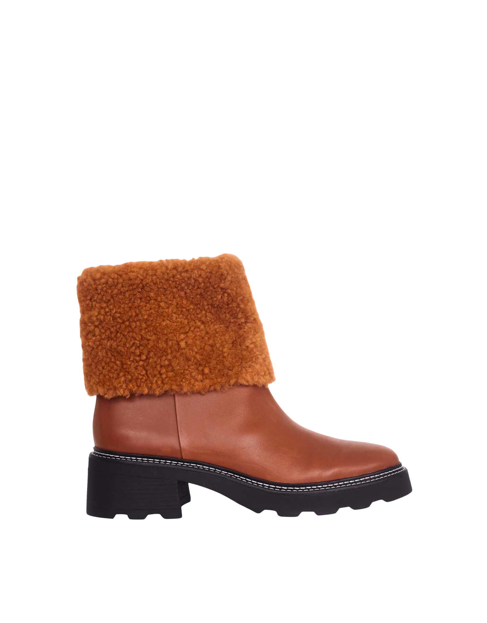 Mangará Atelier | Women's Black Leather Ankle Boots w/ Shearling