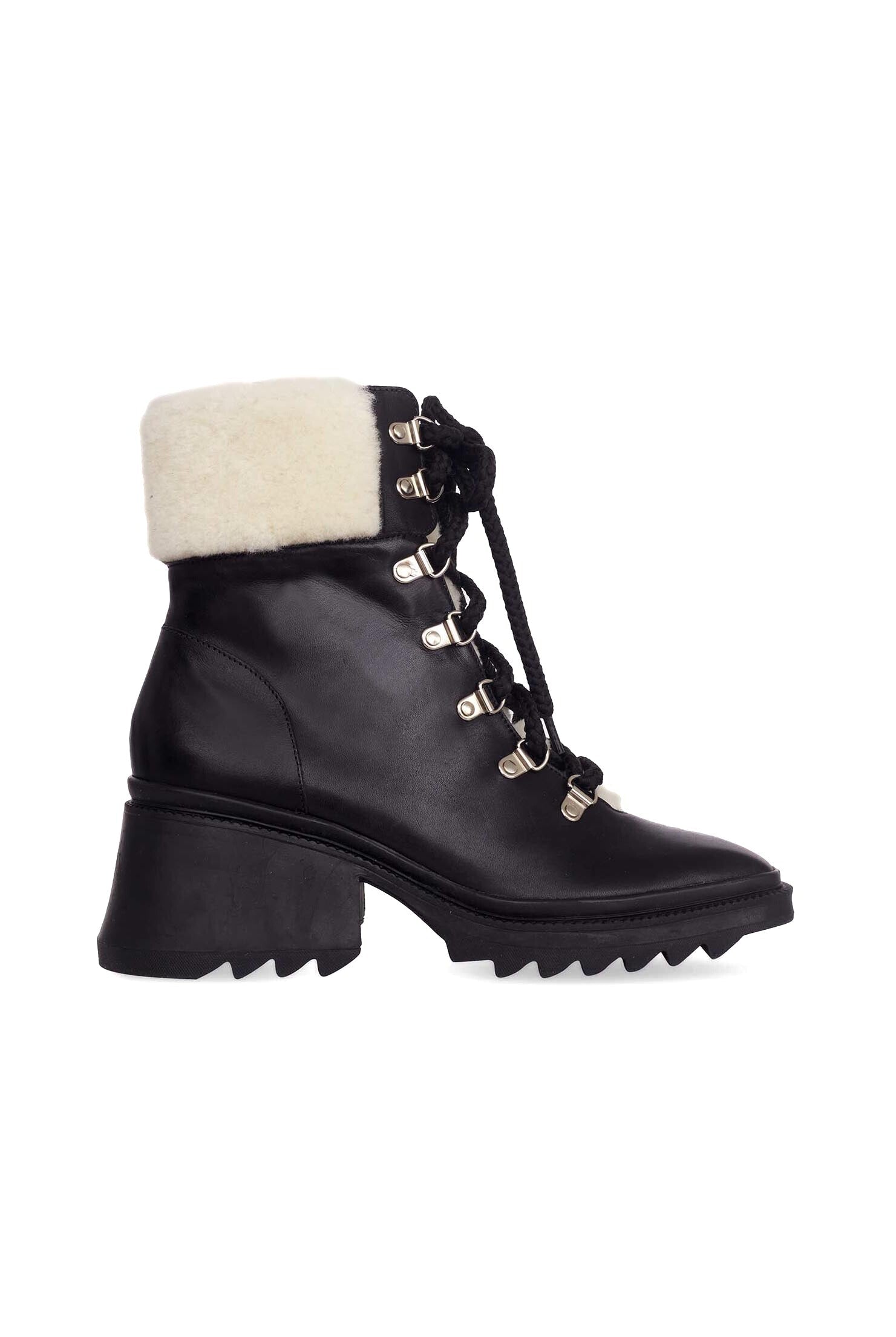 Mangará Atelier | Women's Black Calf Leather Combat Boots