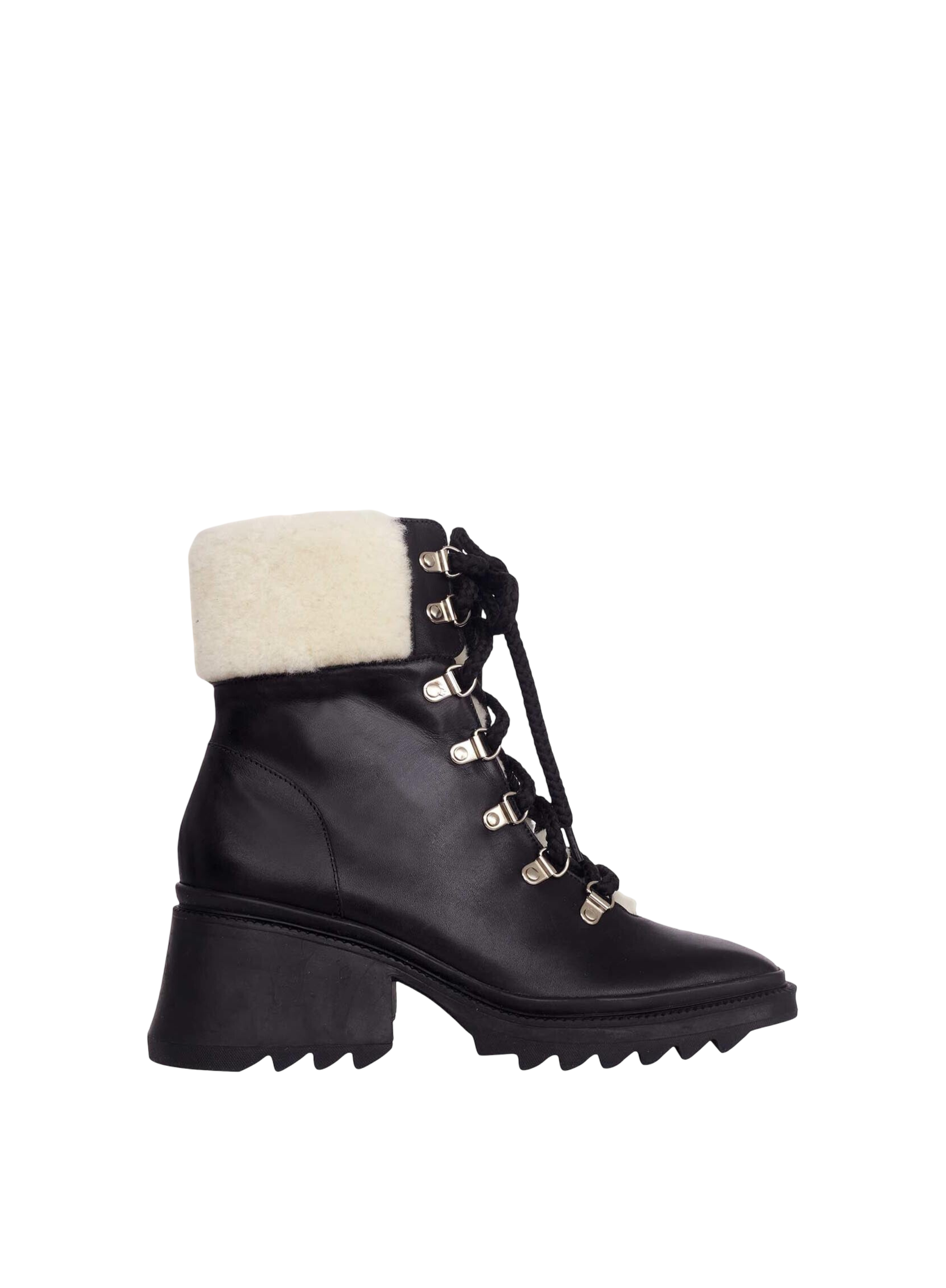 Mangará Atelier | Women's Black Calf Leather Combat Boots
