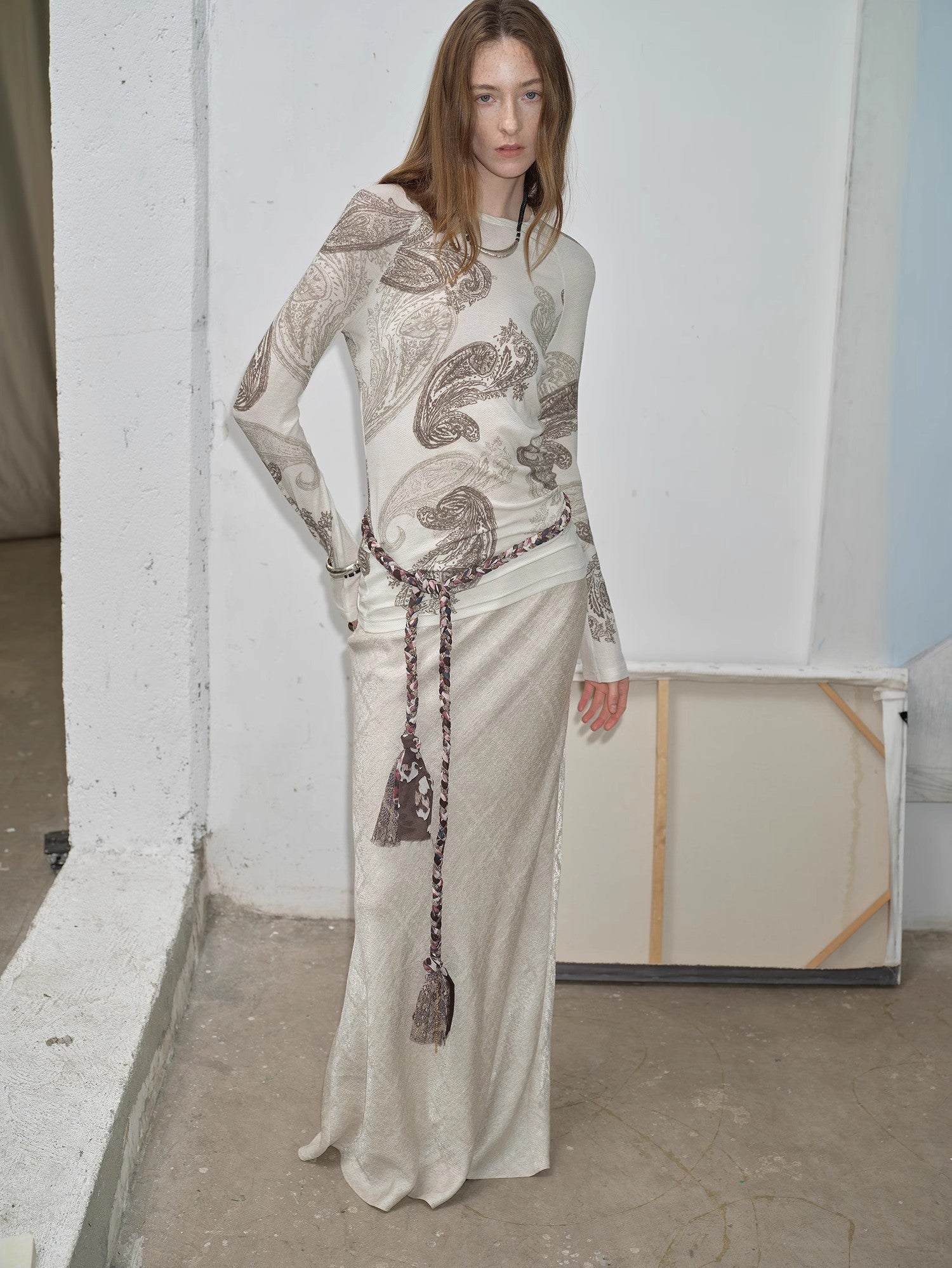 FIRELADY FUR | Women's Tencel & Wool Blend Original Cashew Print Top & Skirt Set