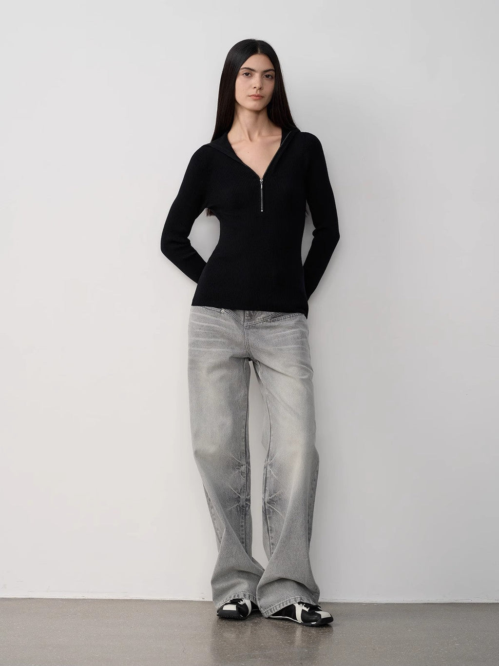 FIRELADY FUR | Women's Vintage Heavy Wash Marble Dye Straight-Leg Jeans