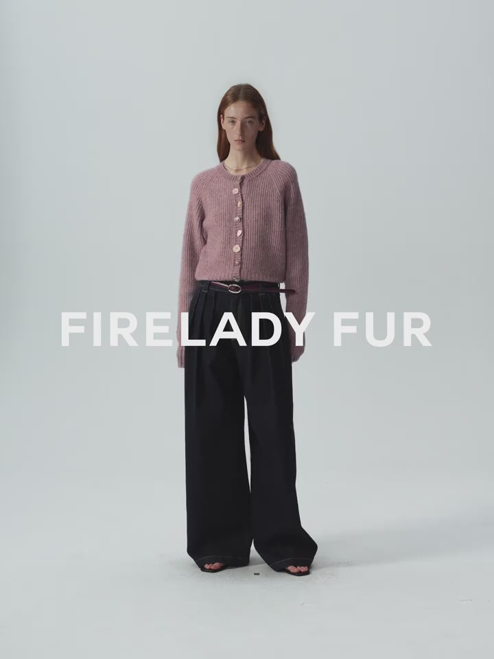 FIRELADY FUR | Women's Pleated Wide Leg Denim Pants