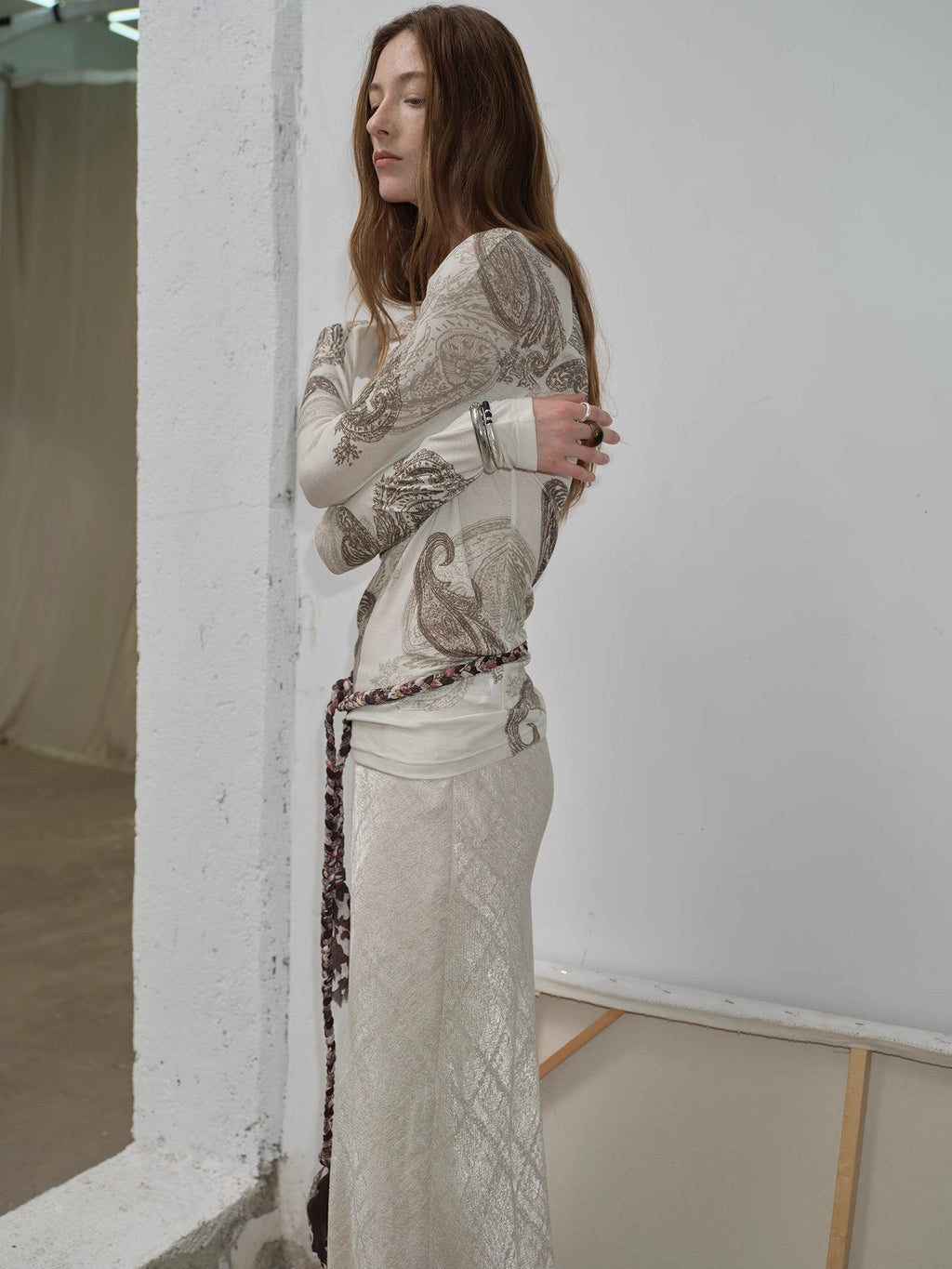 FIRELADY FUR | Women's Tencel & Wool Blend Original Cashew Print Top & Skirt Set