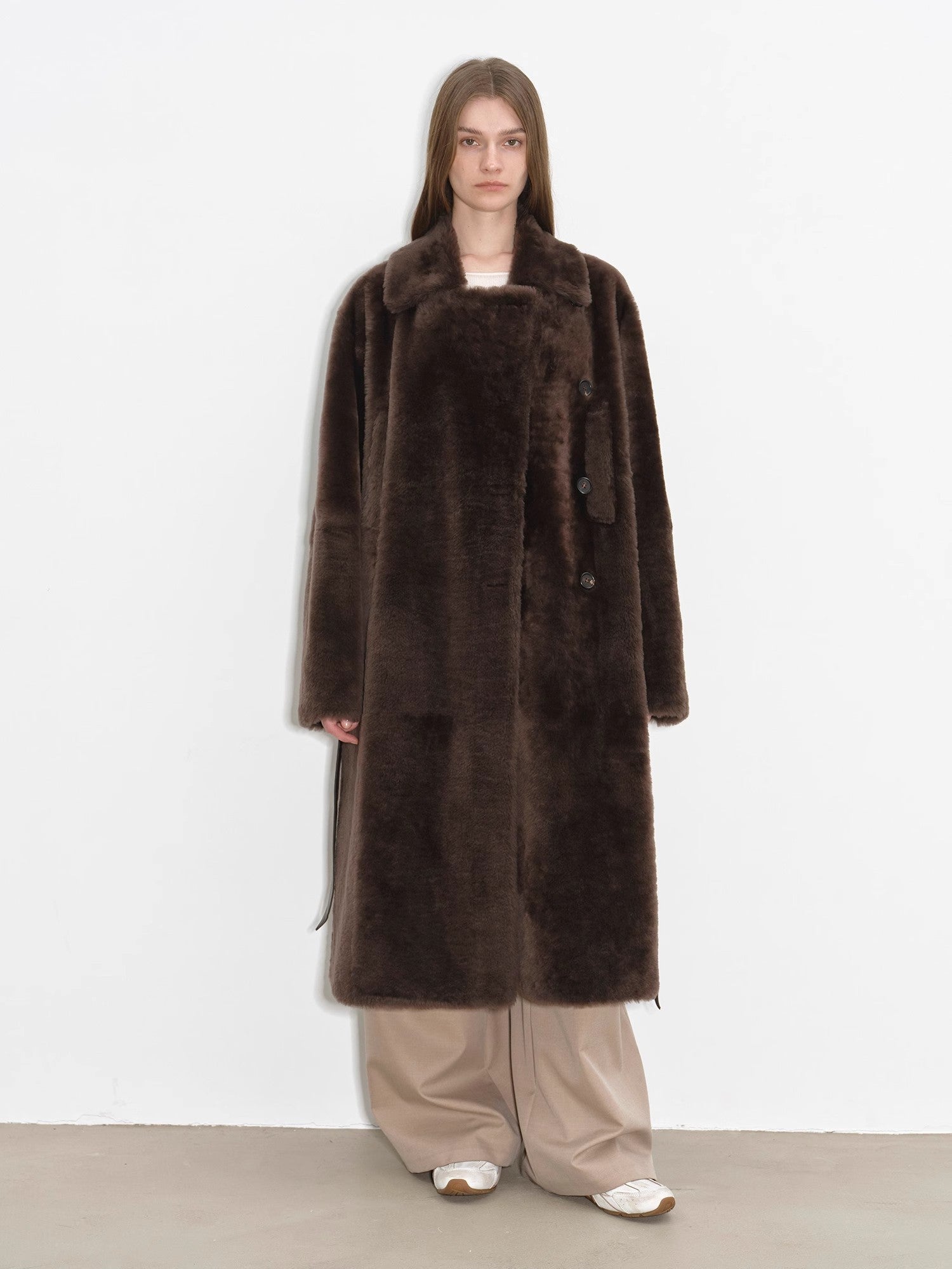 FIRELADY FUR | Women's Merino Wool Asymmetric Placket Sheepskin Coat