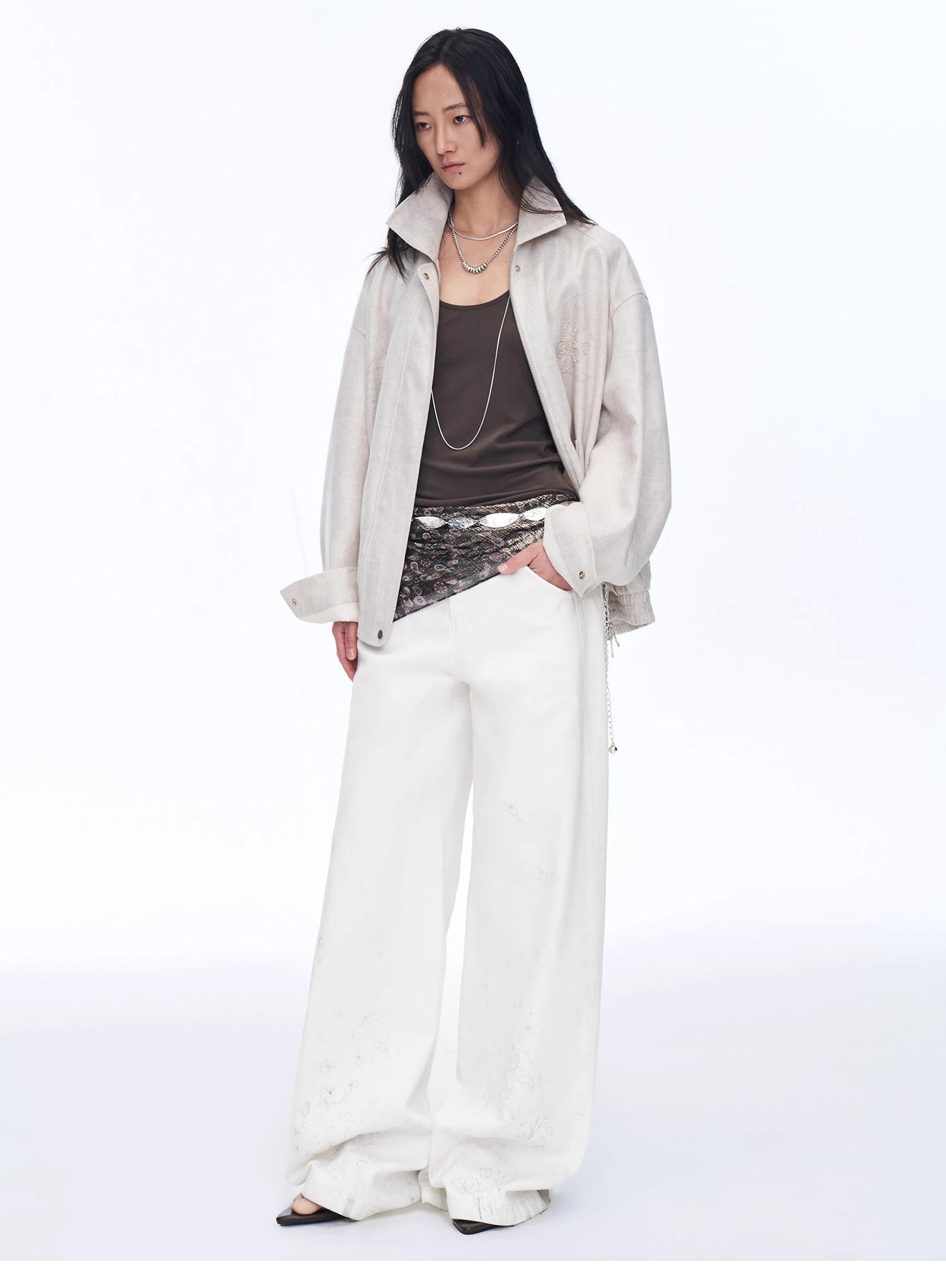 Women's Linen Jacket | Beaded Embroidery