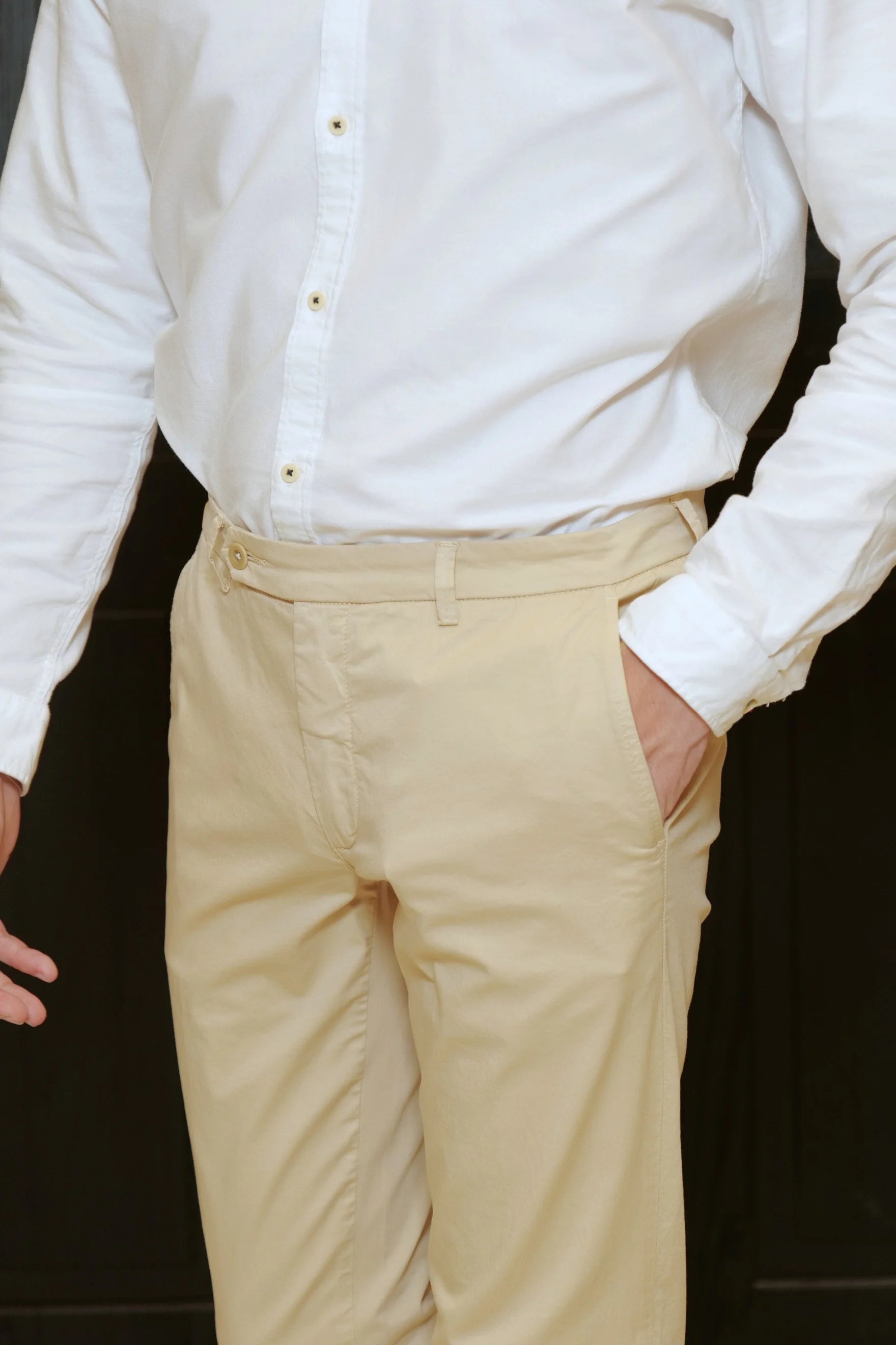 Claudio Mariani | Men's Beige Cotton Chino Trousers