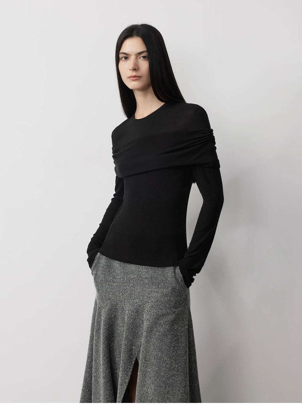 FIRELADY FUR | Women's Tencel & Wool Blend Faux Two-Piece Top