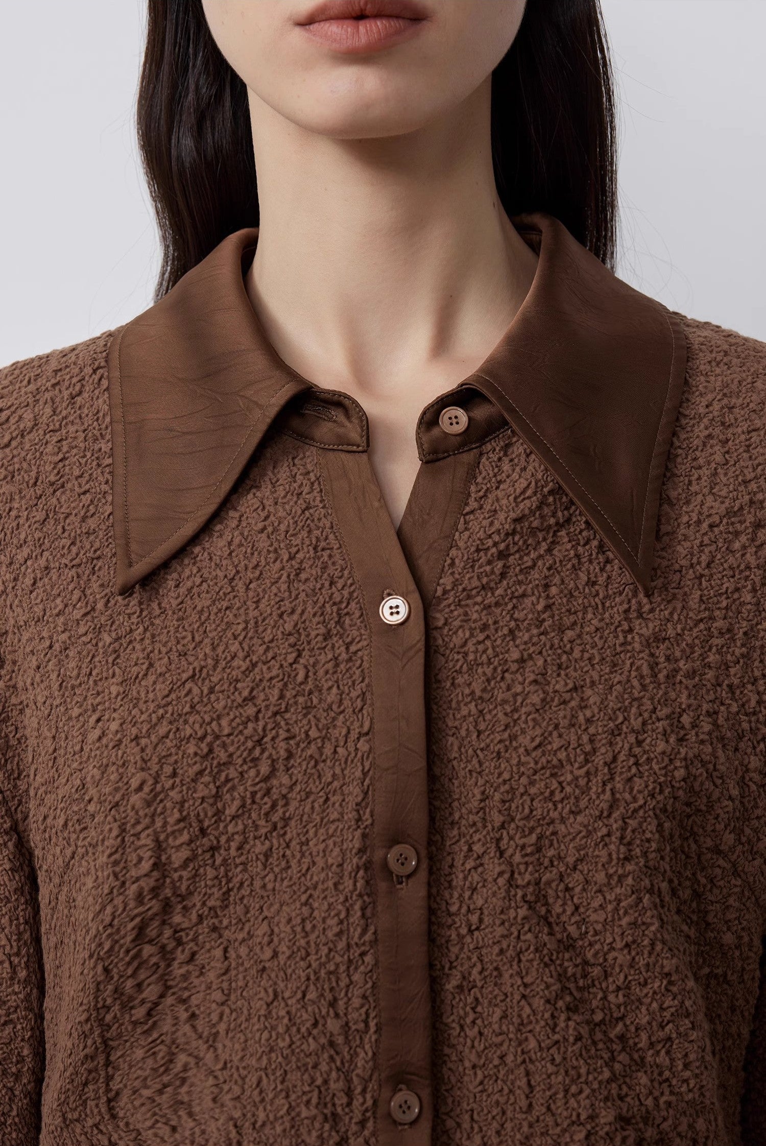 FIRELADY FUR | Women's Retro Embossed Bubble Cotton Shirt