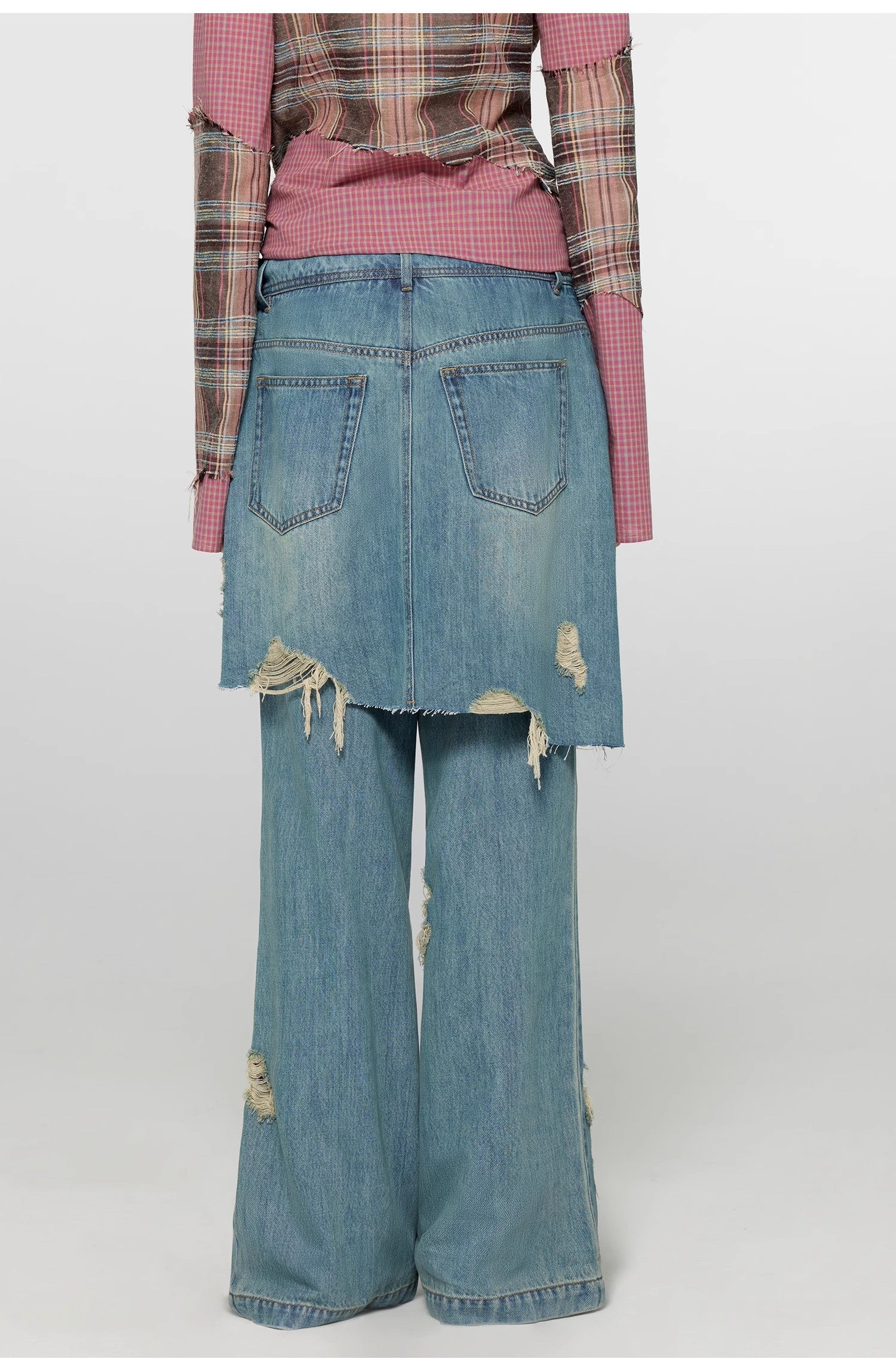 PREMIUM STYLE CO. LTD. | Women's Tencel Blend Fake Two-Piece Jeans