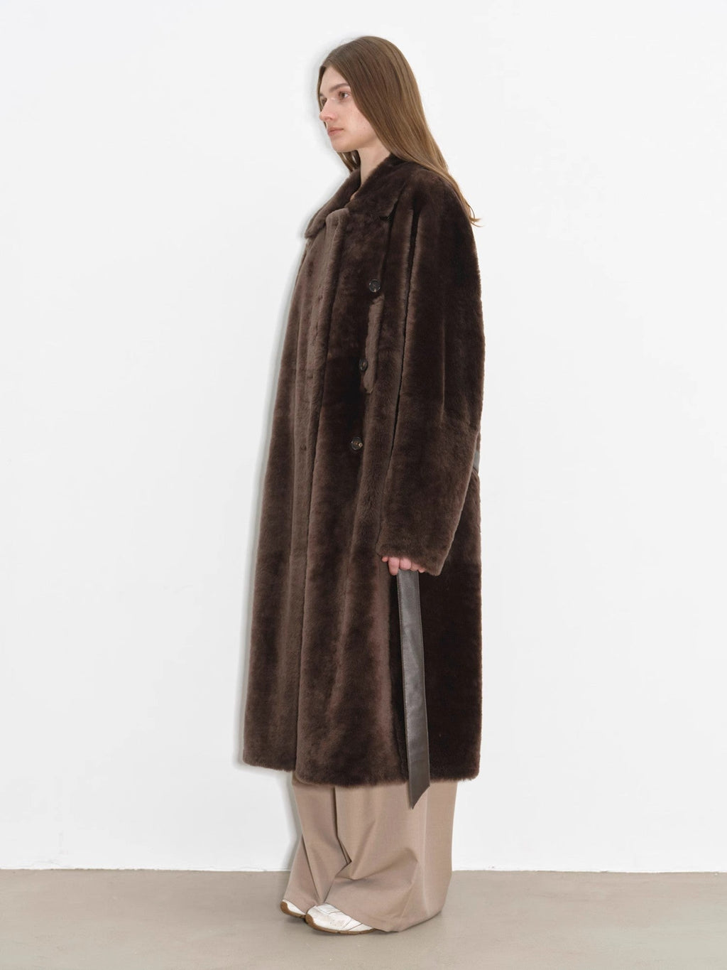 FIRELADY FUR | Women's Merino Wool Asymmetric Placket Sheepskin Coat