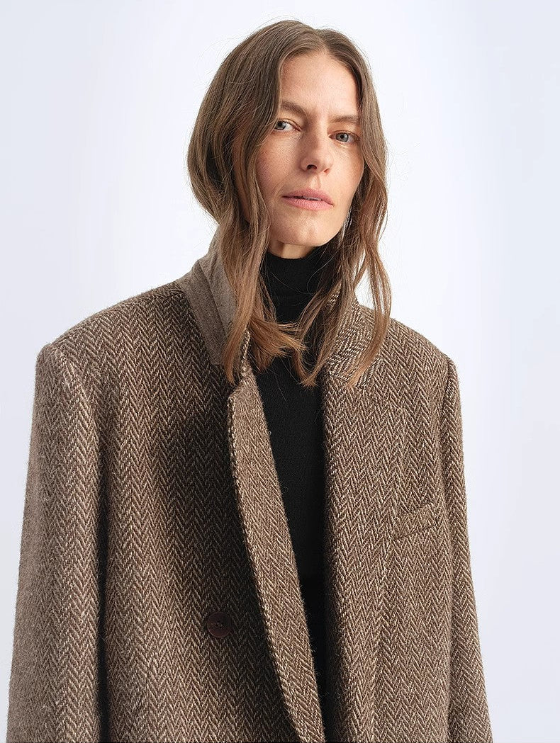 FIRELADY FUR | Women's Italian Wool Herringbone Long Coat