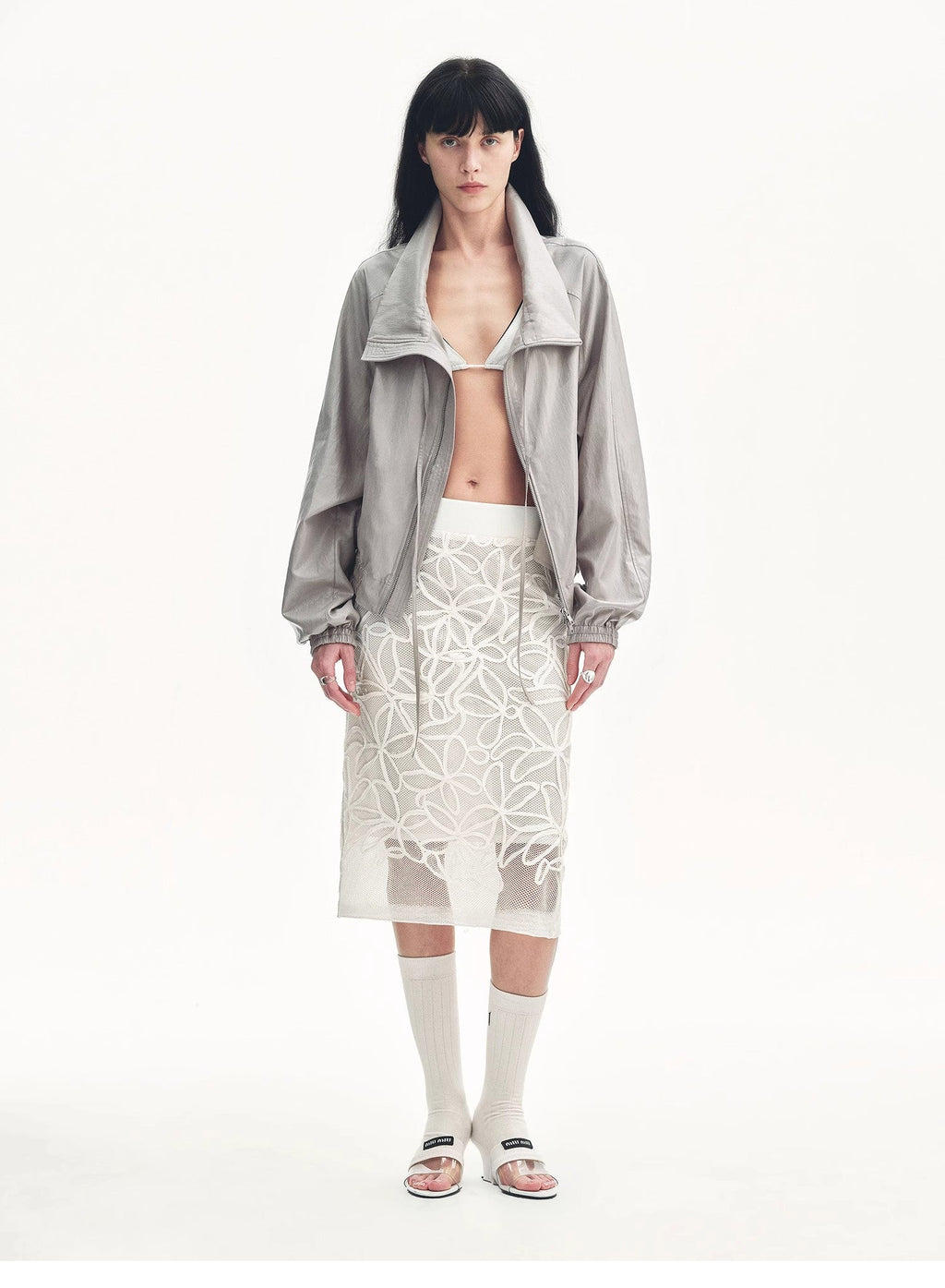 PREMIUM STYLE CO. LTD. | "Summer Dream" Viscose Embroidered Straight Skirt
