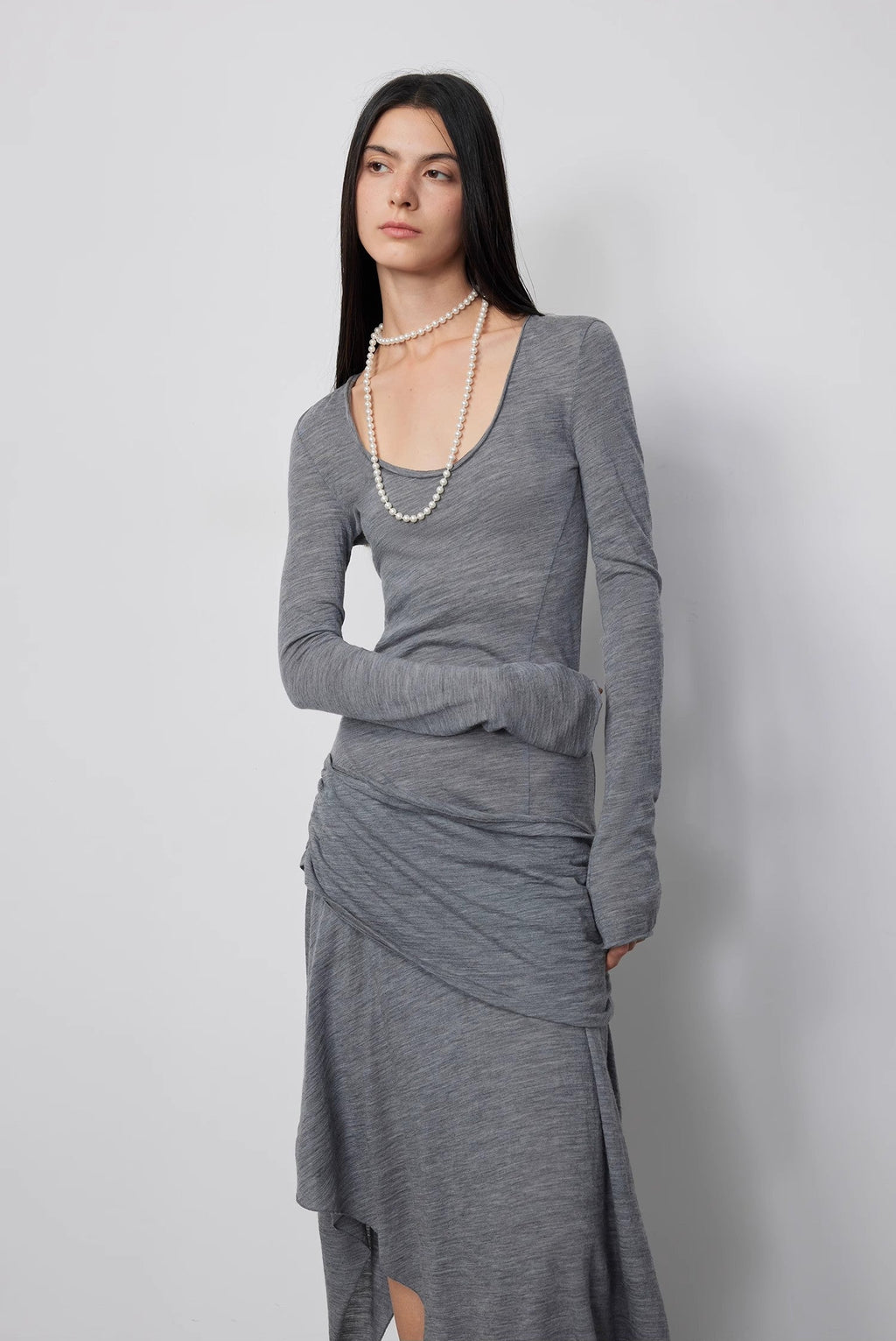 FIRELADY FUR | Women's Wool Dress w/ Irregular Hem
