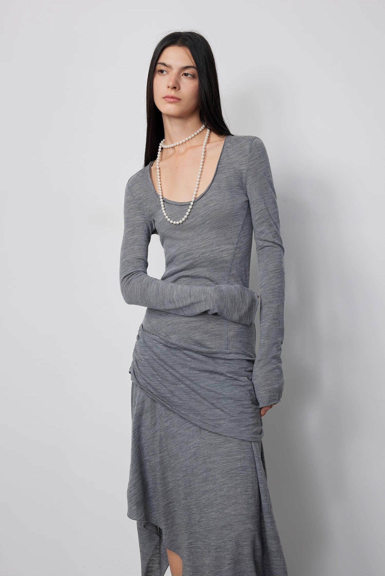FIRELADY FUR | Women's Wool Dress w/ Irregular Hem