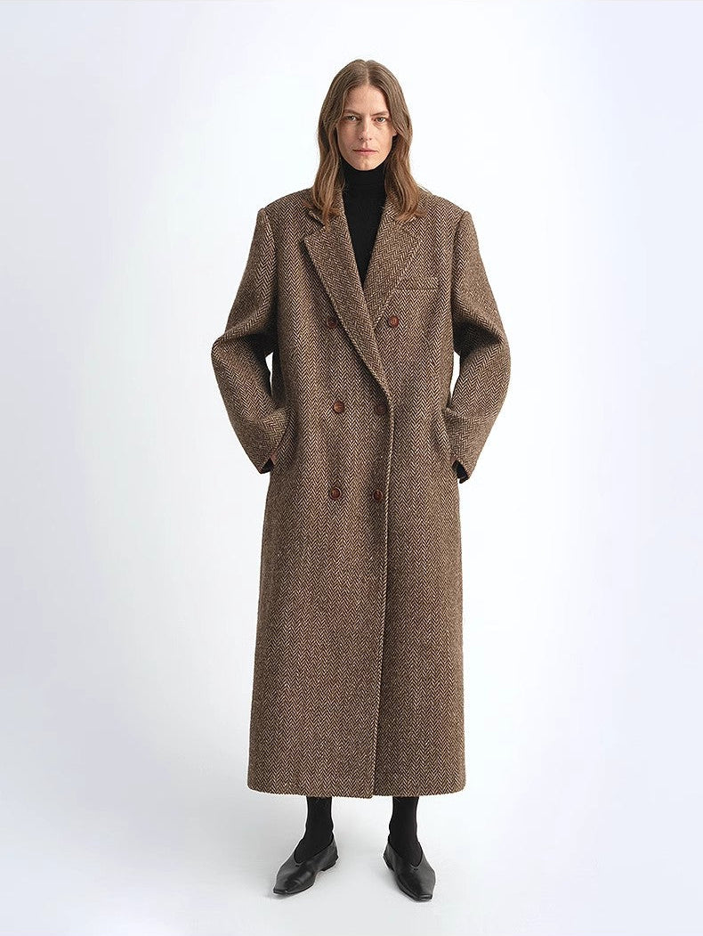 FIRELADY FUR | Women's Italian Wool Herringbone Long Coat