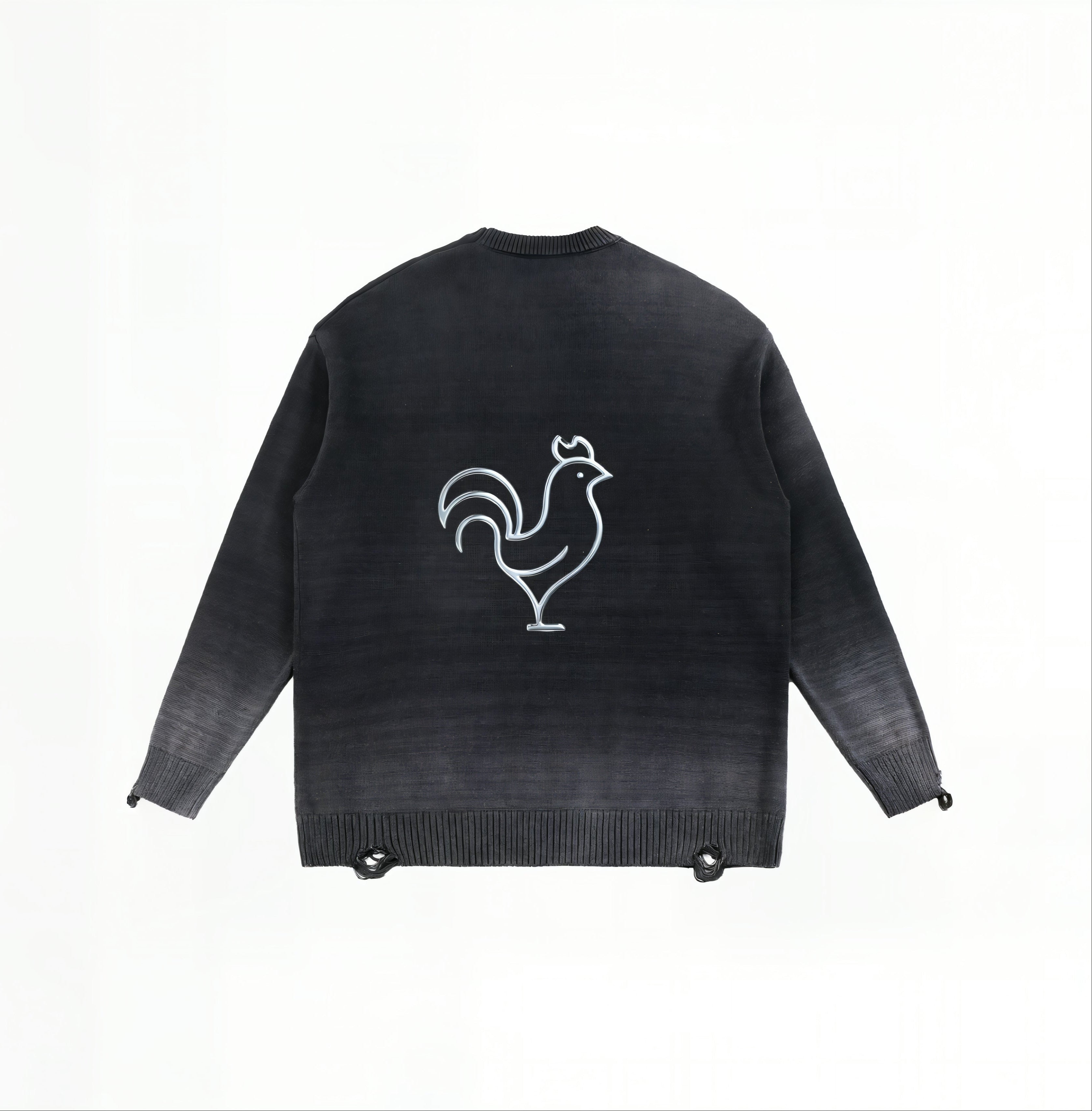 GALLO JEAN | Distressed Ripped & Faded Cotton Crewneck Sweater