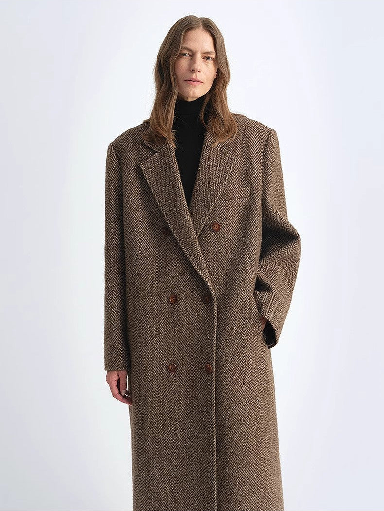 FIRELADY FUR | Women's Italian Wool Herringbone Long Coat