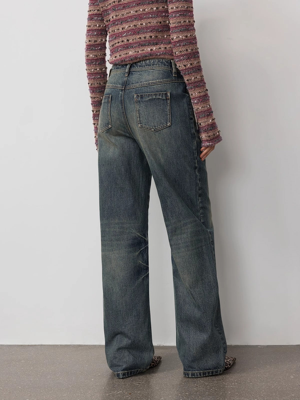 FIRELADY FUR | Women's Vintage Heavy Wash Marble Dye Straight-Leg Jeans