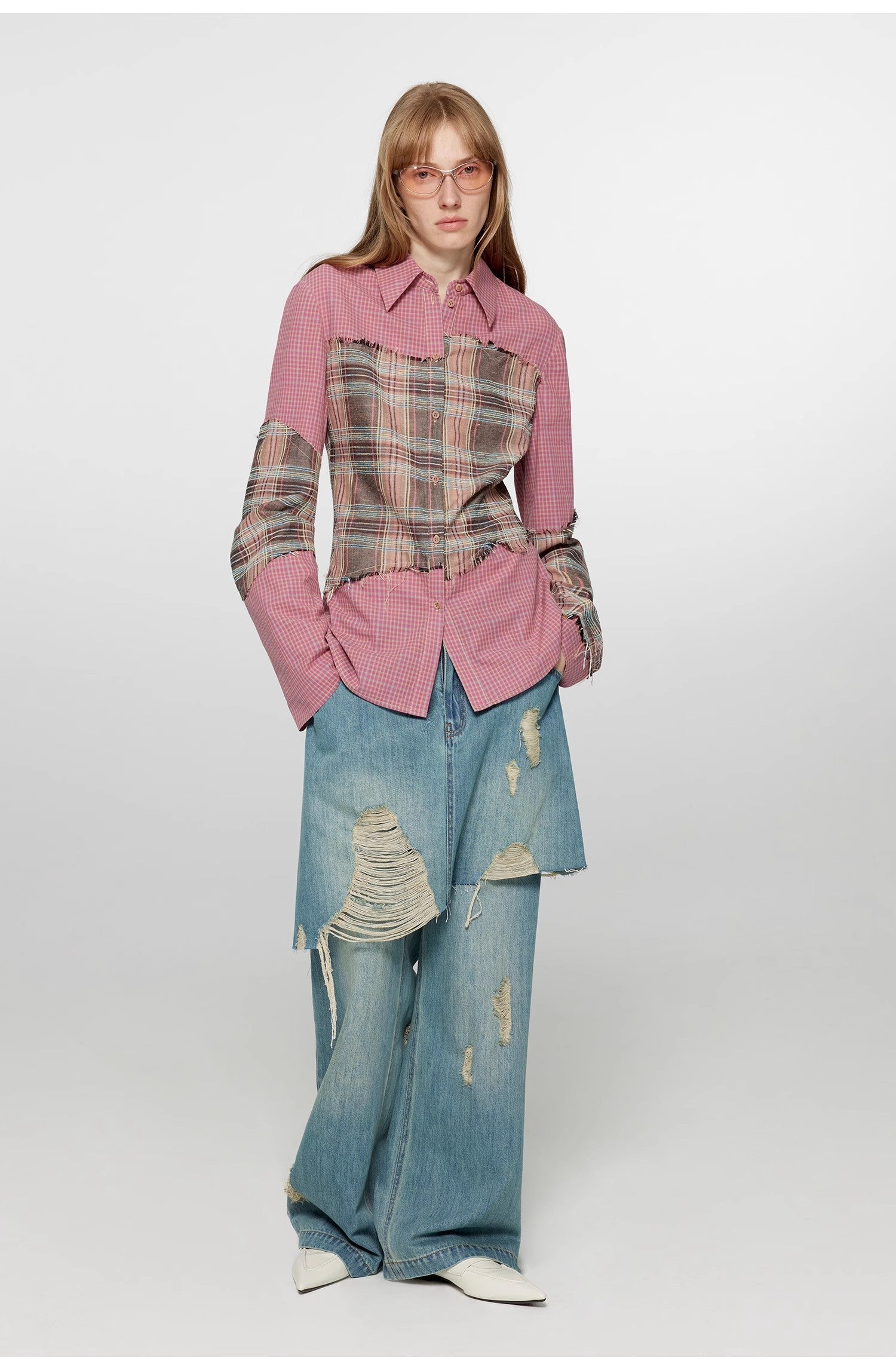 PREMIUM STYLE CO. LTD. | Women's Tencel Blend Fake Two-Piece Jeans