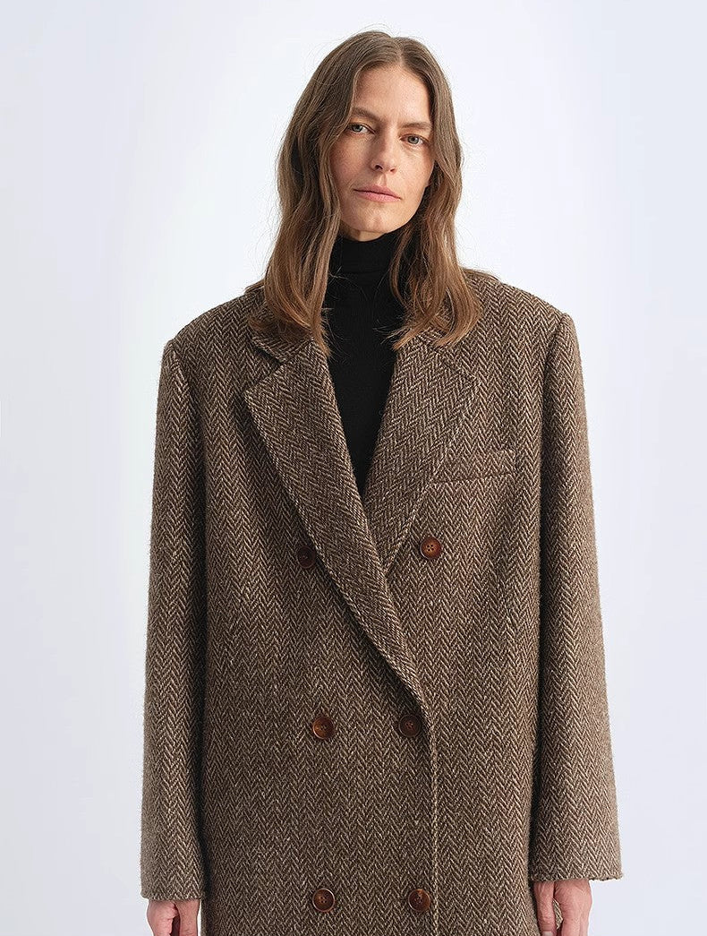 FIRELADY FUR | Women's Italian Wool Herringbone Long Coat
