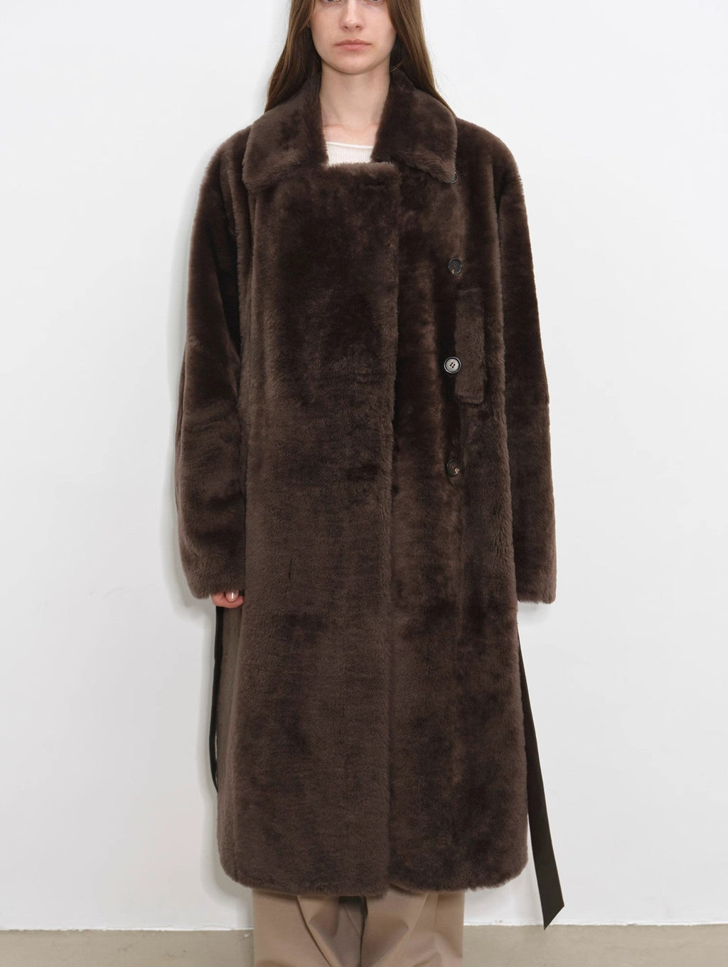 FIRELADY FUR | Women's Merino Wool Asymmetric Placket Sheepskin Coat