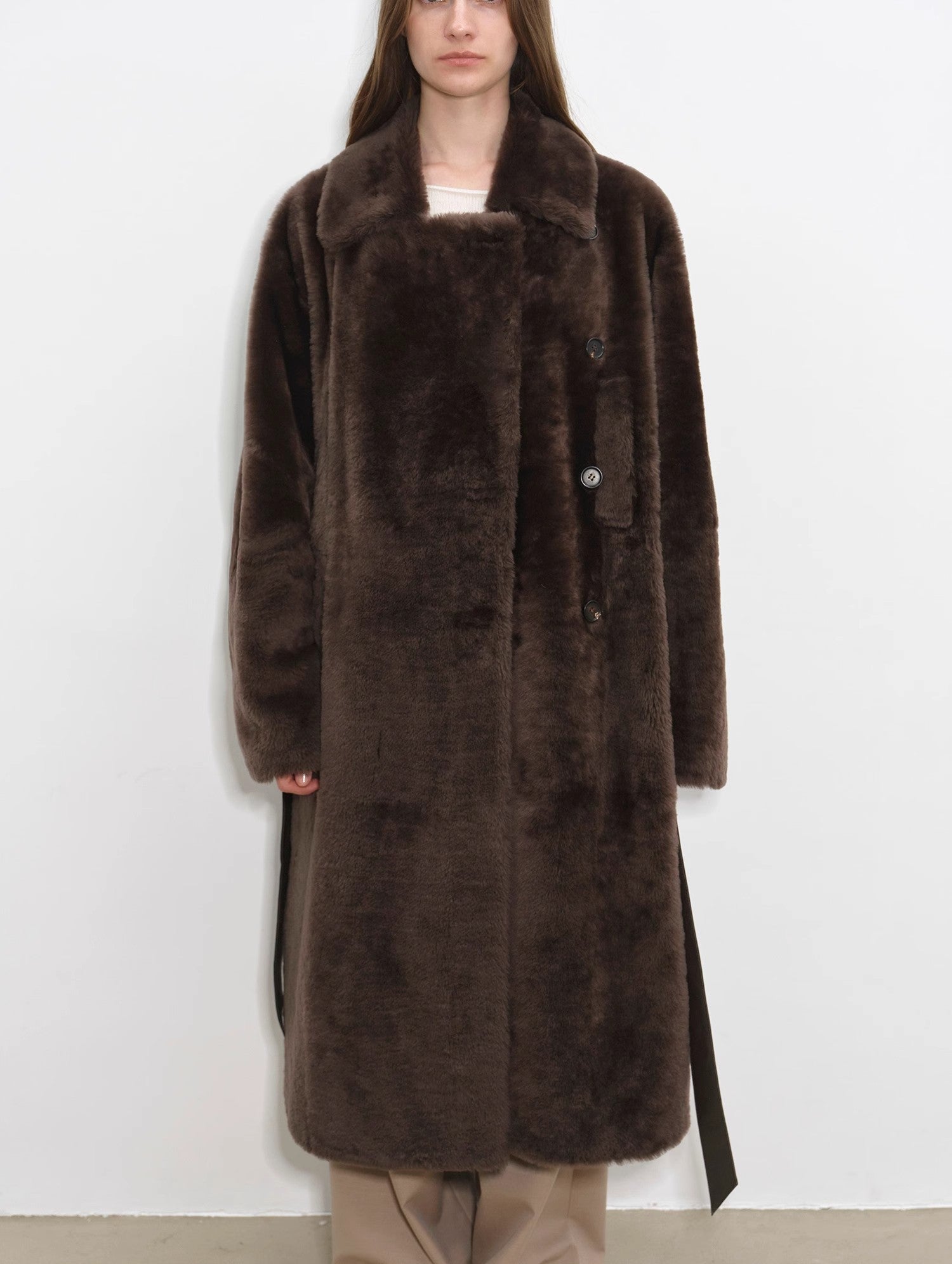 FIRELADY FUR | Women's Merino Wool Asymmetric Placket Sheepskin Coat