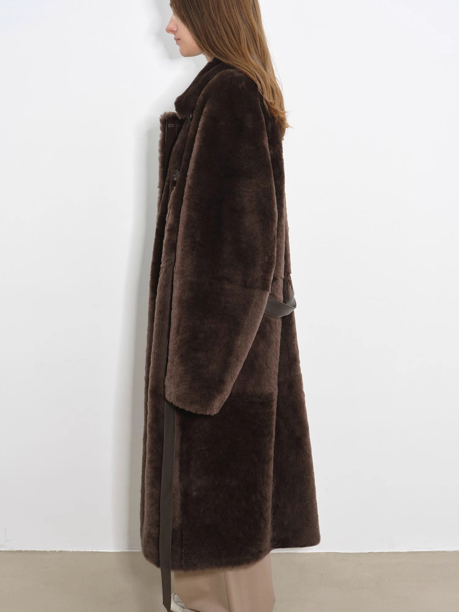 FIRELADY FUR | Women's Merino Wool Asymmetric Placket Sheepskin Coat